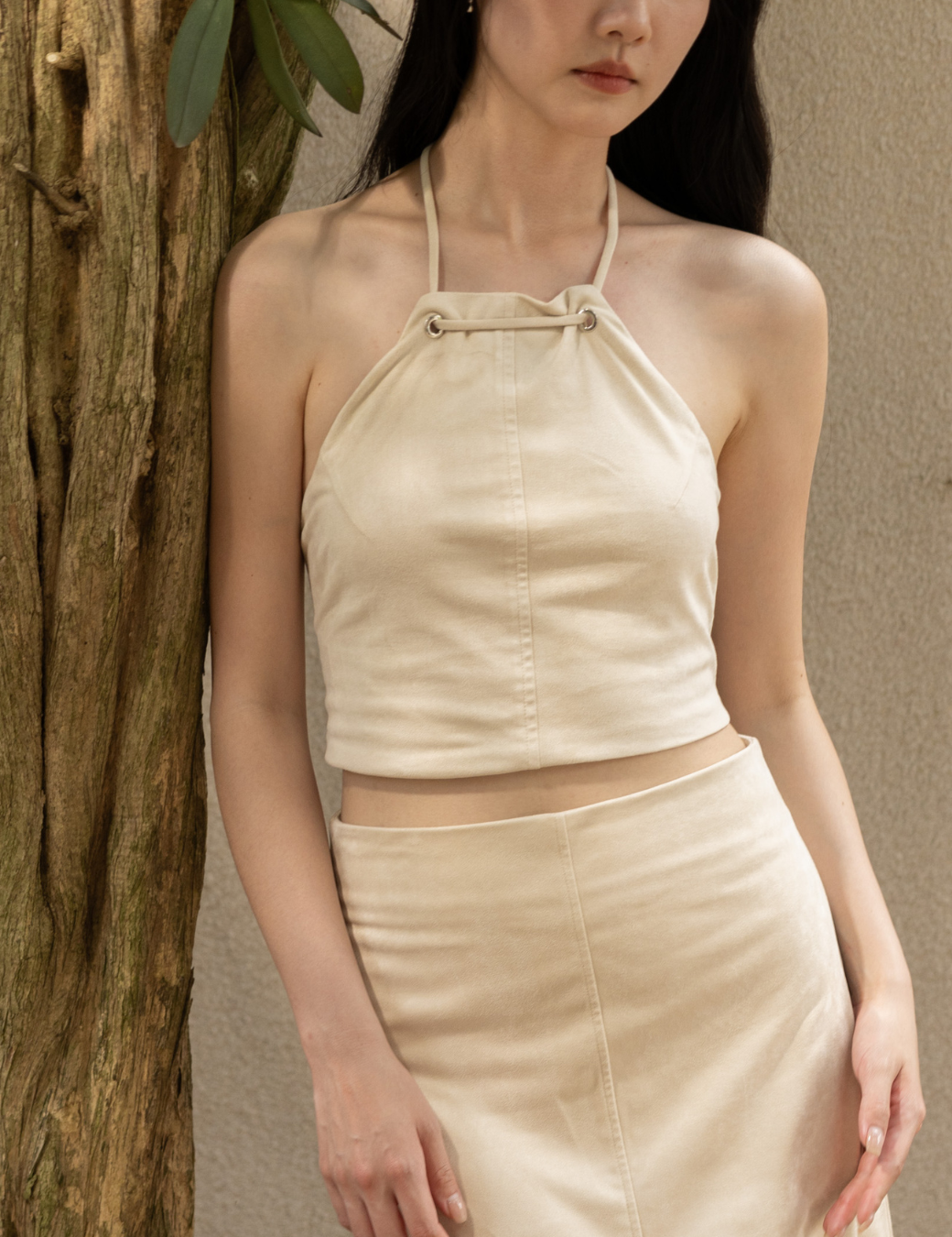 絨面繞脖短版背心（3尺寸）