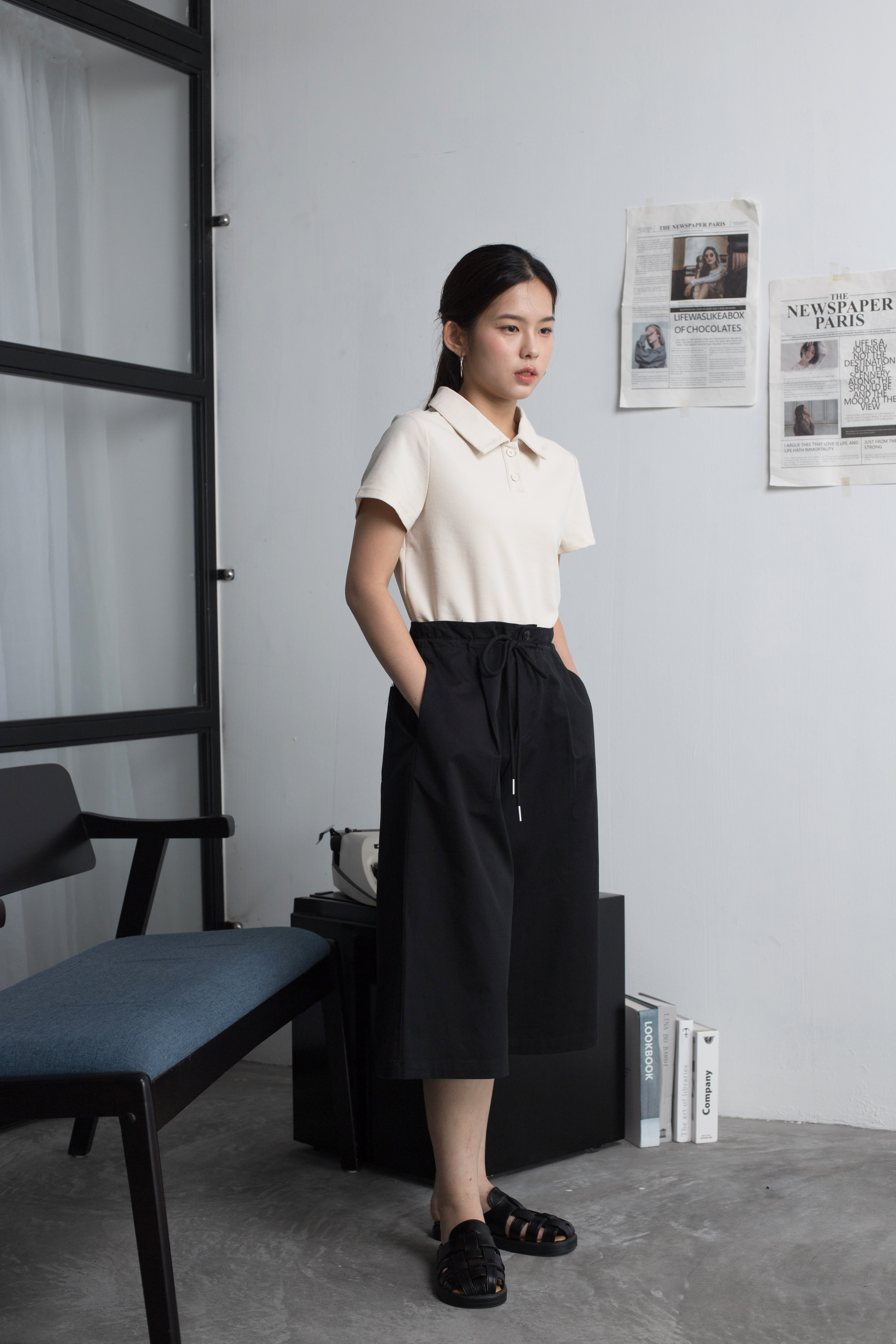 Rikea Drawstring Culottes Black- 2350PLBLK