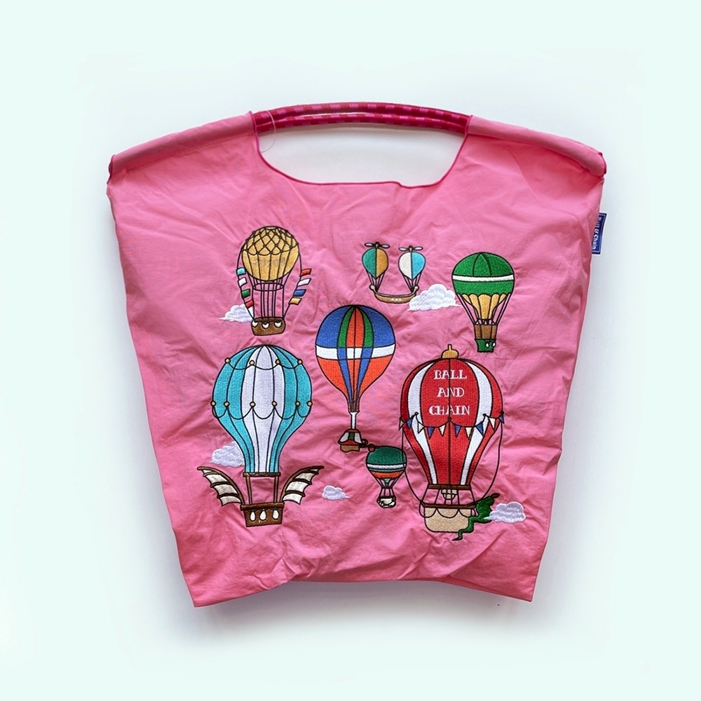 Ball＆Chain 刺繡環保購物袋 M號 - 粉 (30103935)
