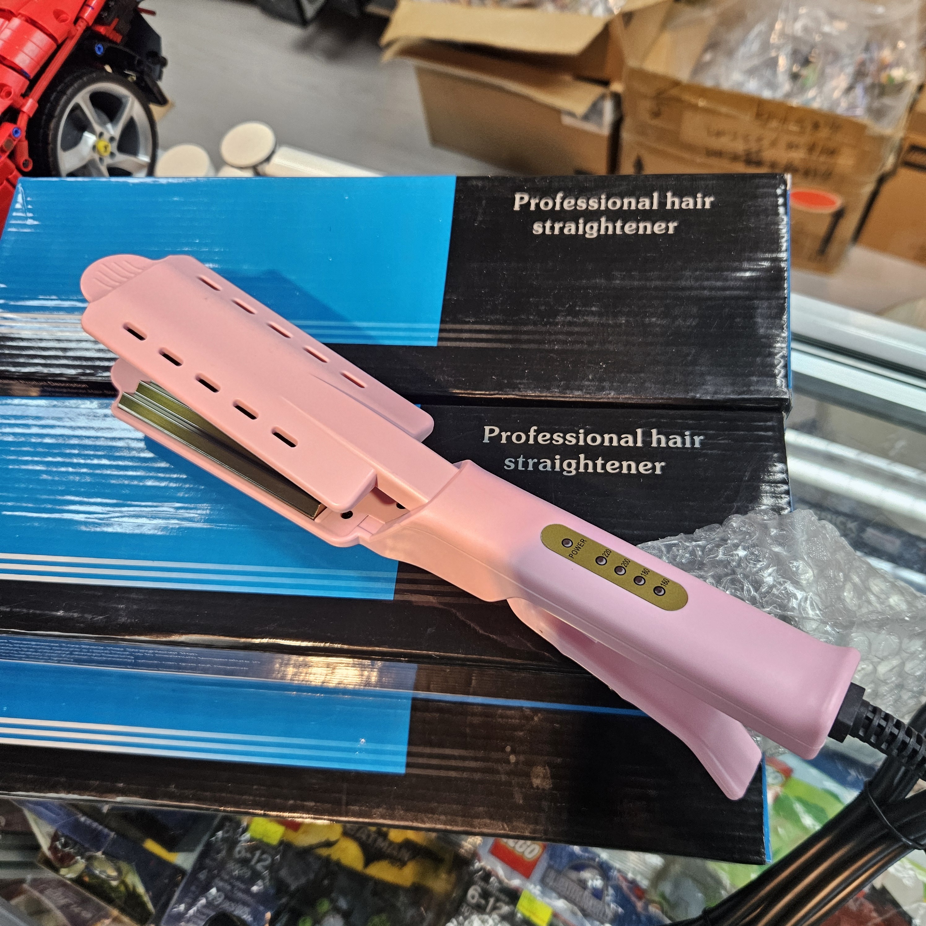 清貨 全新4段曲髮 電髮棒 粉色 ( 粟米 波浪 Z曲髮夾 香港三腳插蘇頭)