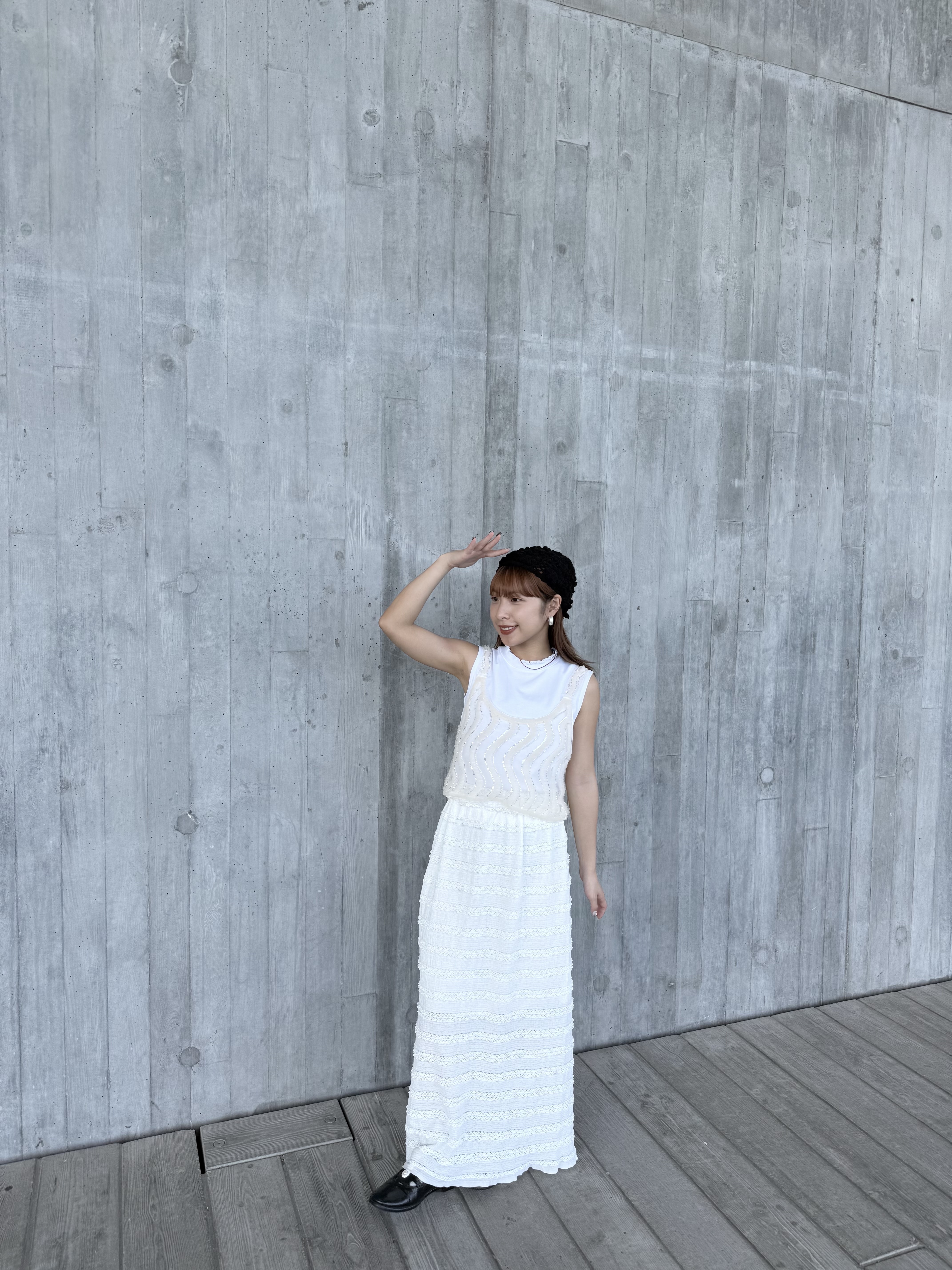 日系閃珠片波浪短背心