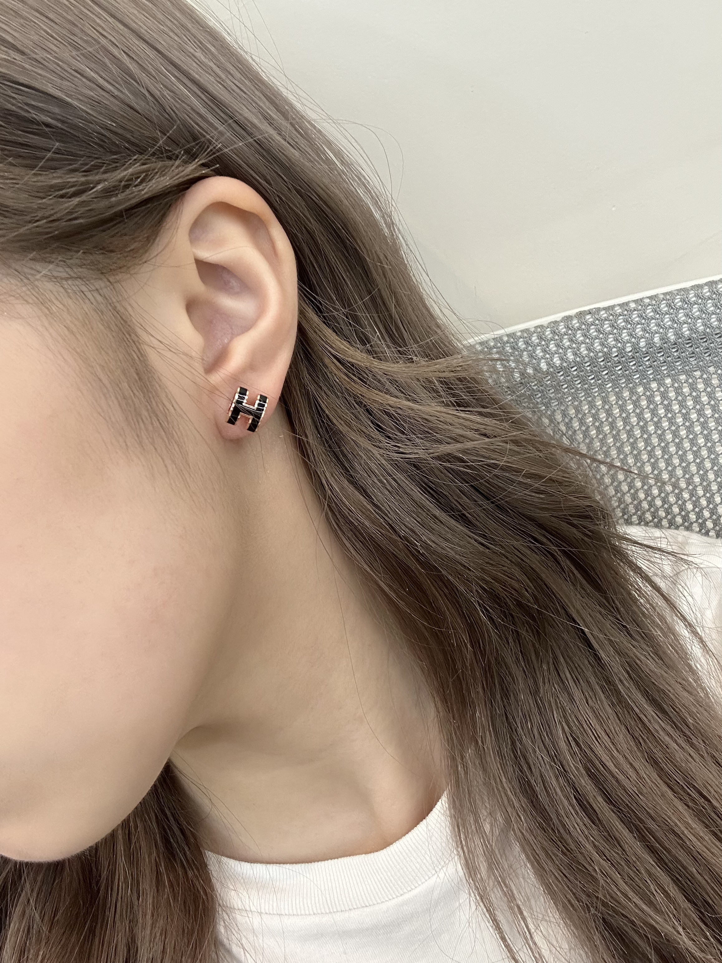 HERMES Mini Pop H 耳環 白Blanc/ 橄欖綠Glace/ 黑Noir