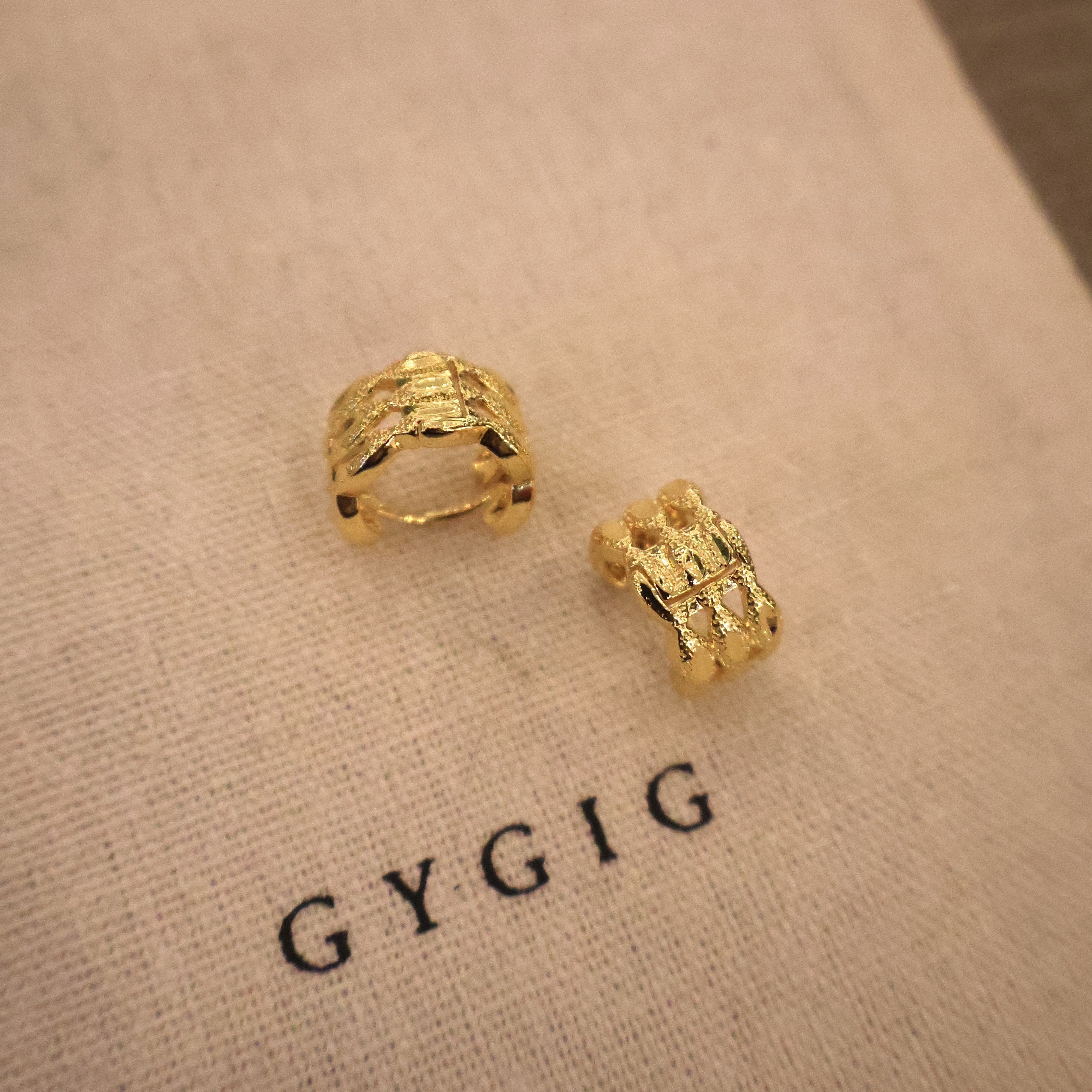 French金箔編織蕾絲耳釦釘