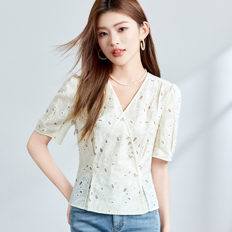 斜襟印花上衣 兩色