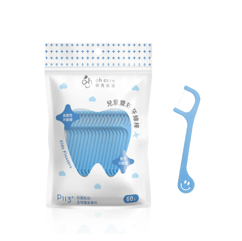 oh care 歐克威爾 P113+ 雙效兒童牙線棒60入