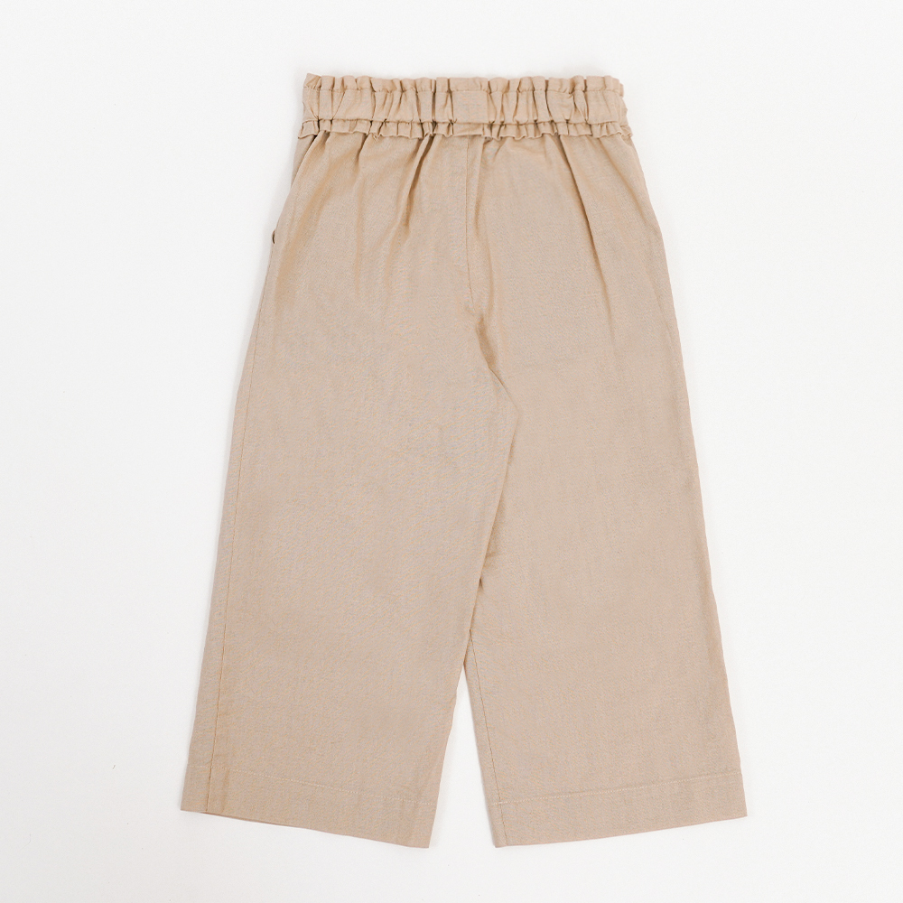 PIPPY天絲棉彈性休閒8分寬口褲 淺茶
