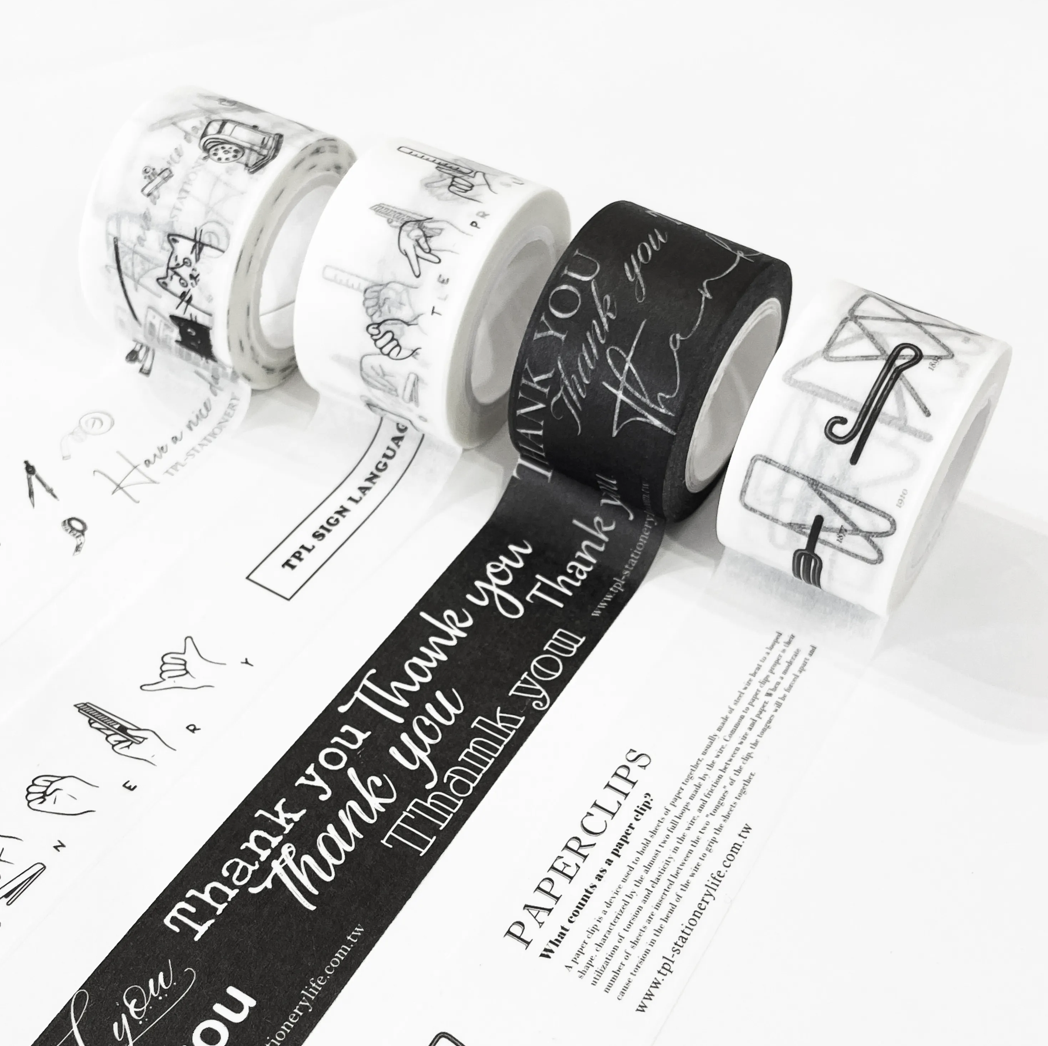台灣 TPL｜經典迴紋針/招牌手語2.0/手繪文具與貓貓/滿滿感謝 紙膠帶