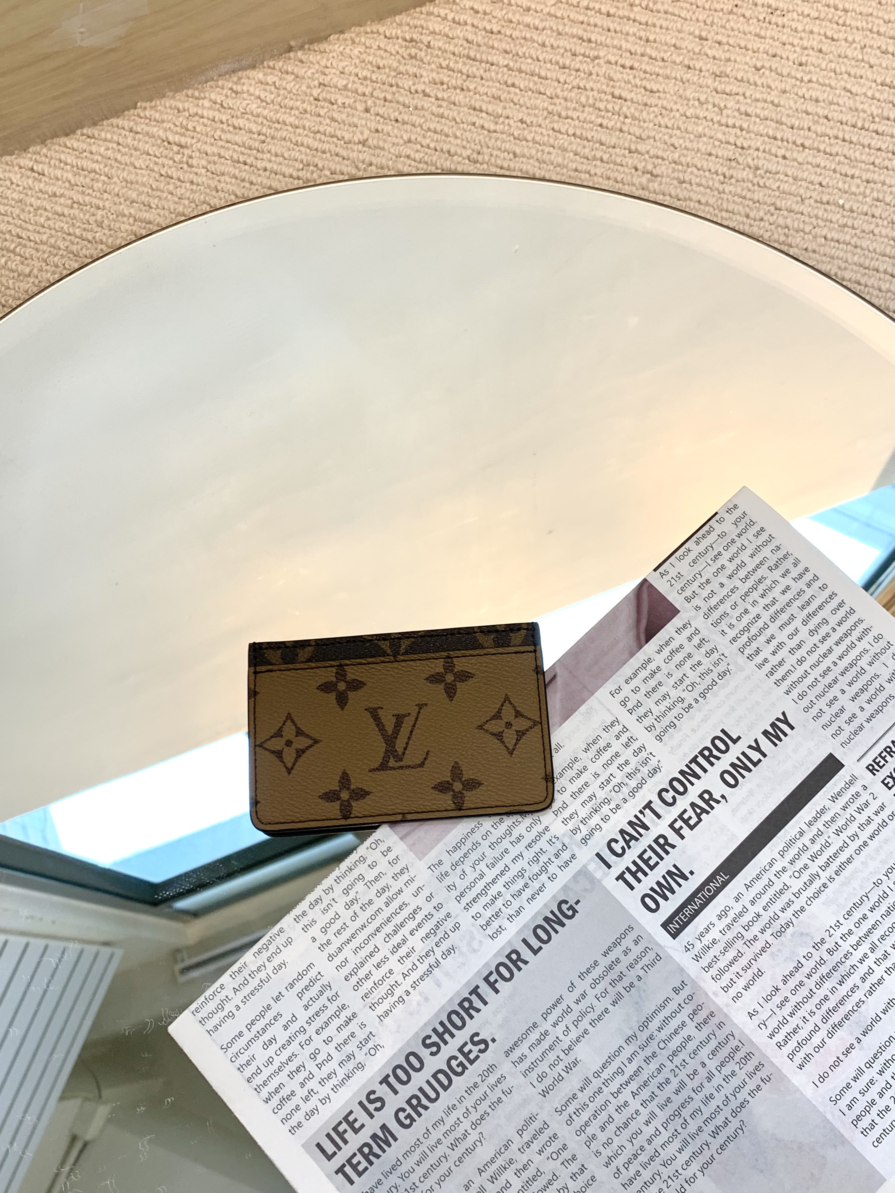LOUIS VUITTON LV 經典老花滿印復古簡約 卡片套 啡色