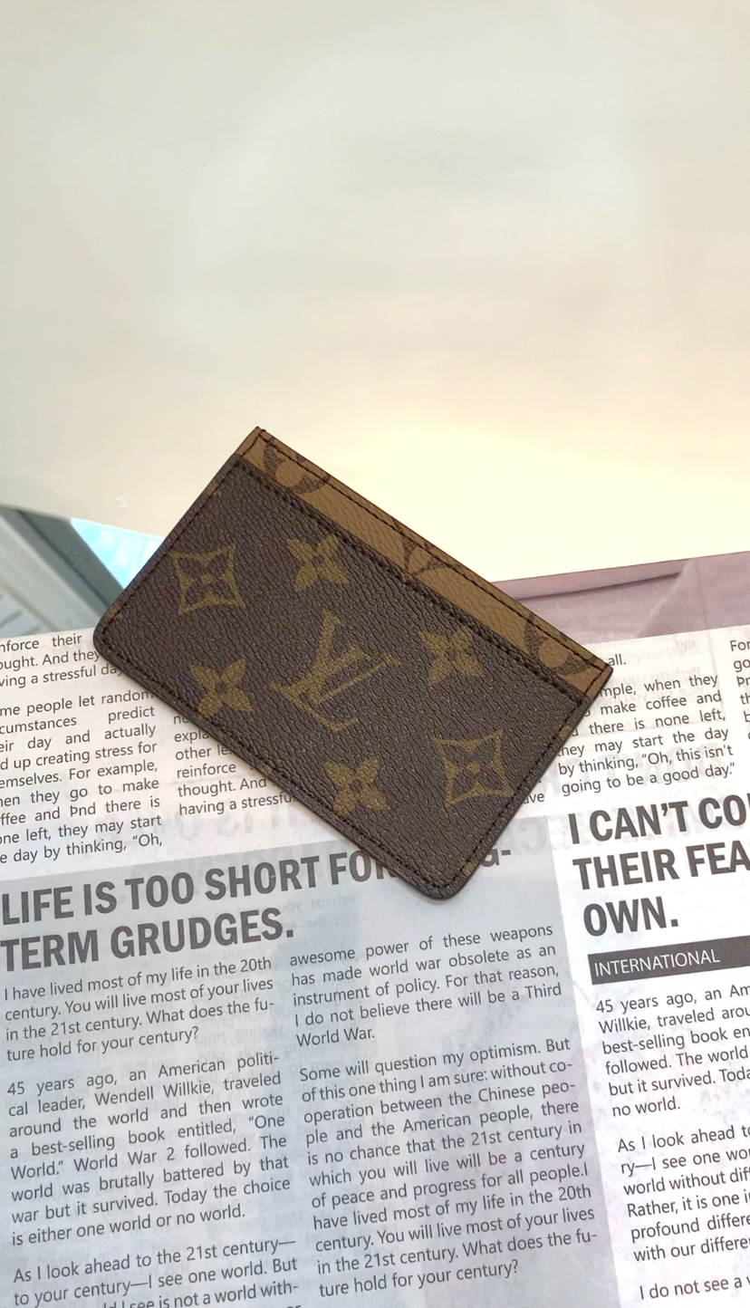 LOUIS VUITTON LV 經典老花滿印復古簡約 卡片套 啡色