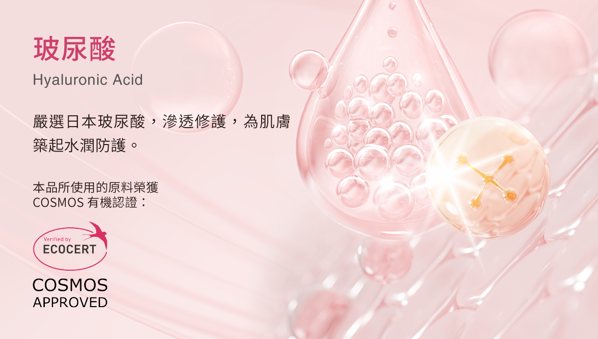 玻尿酸hyaluronic acid,嚴選日本玻尿酸,滲透修護,為肌膚築起水潤防護