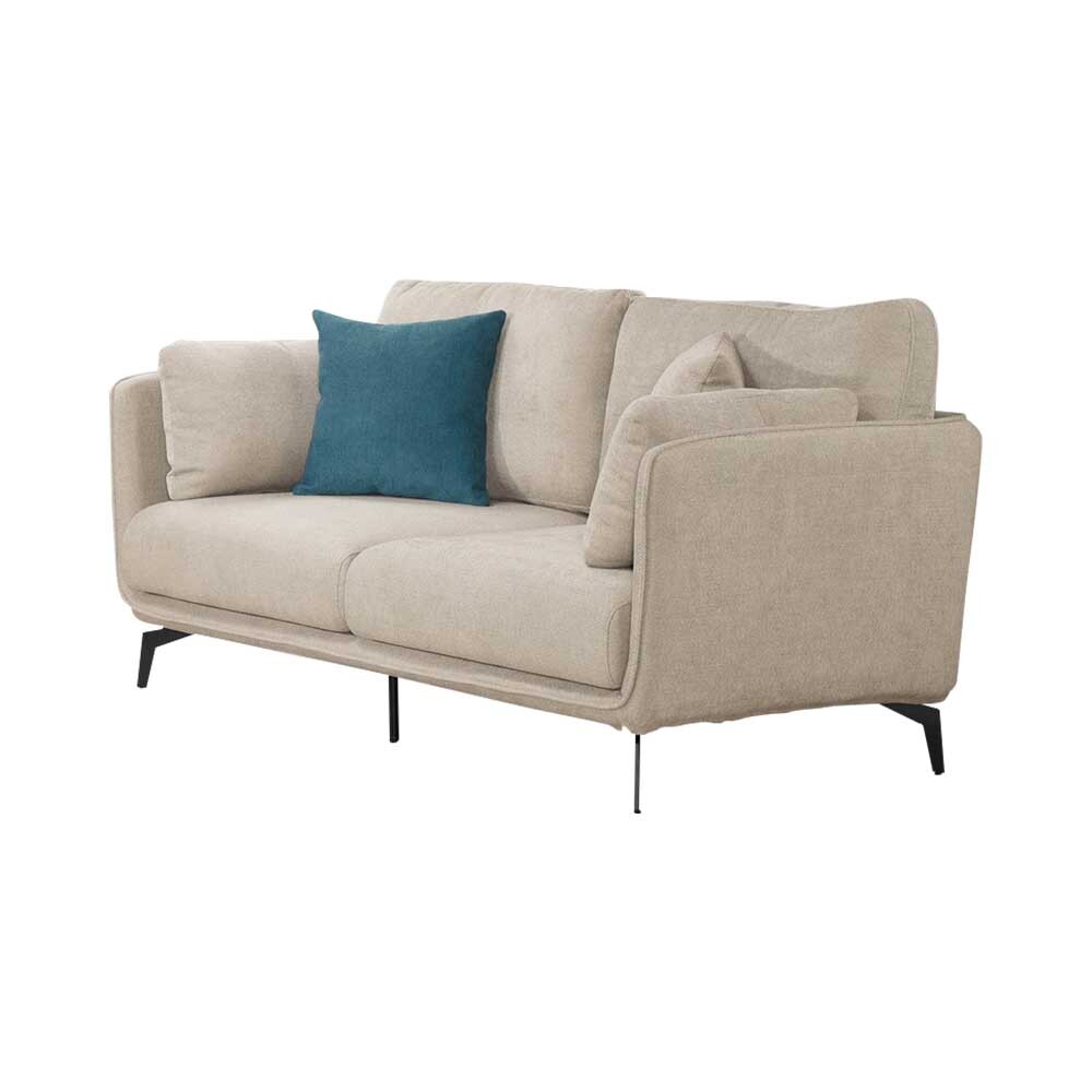 雷斯淺灰色布沙發雙人座/二人座沙發椅-附抱枕