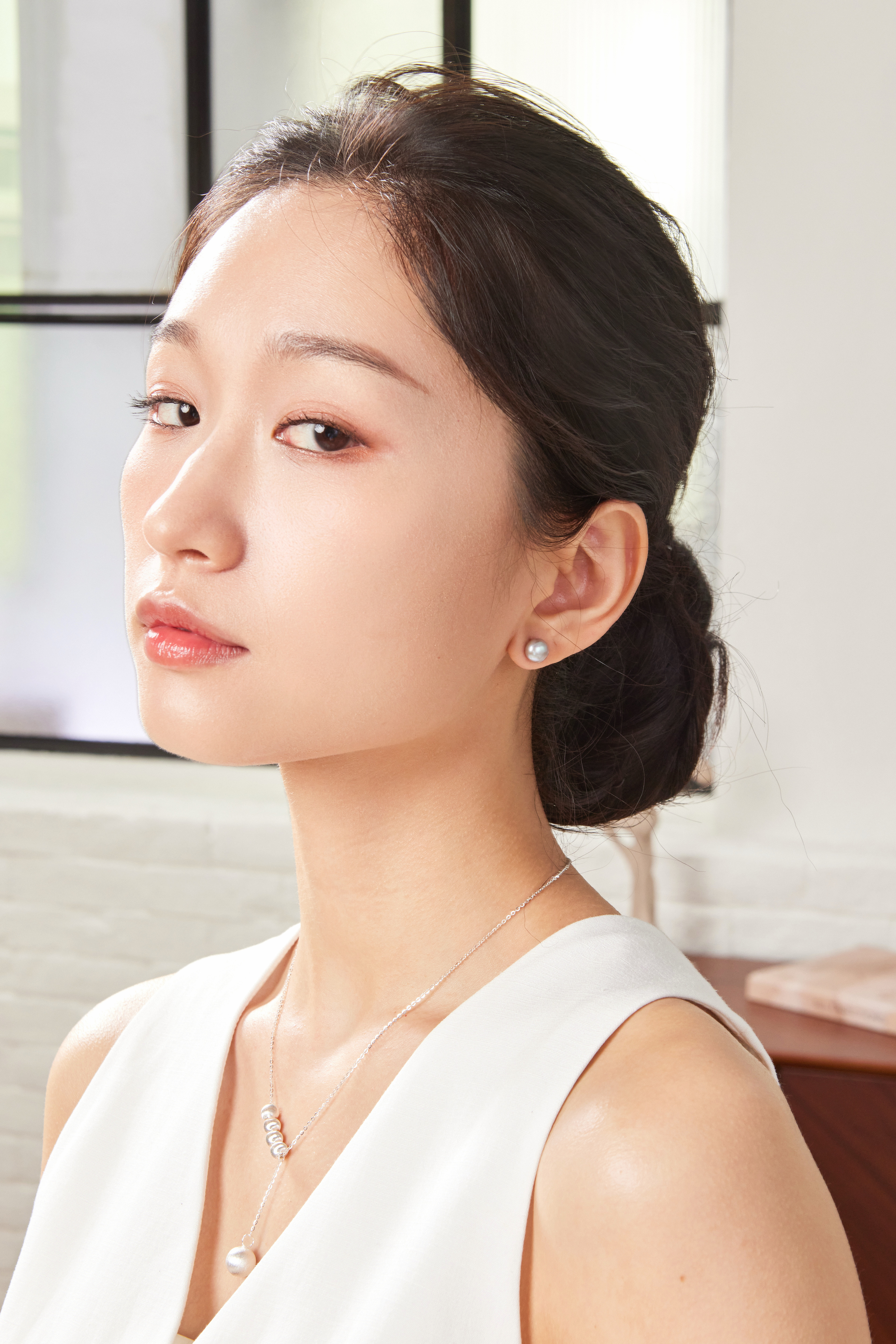 E2085  | 純銀灰珍珠耳環