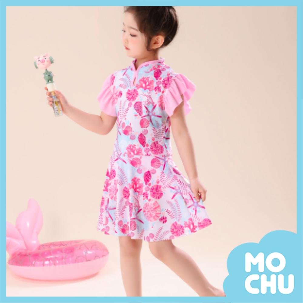 貝殼水世界飛袖兩件式泳衣(二色)