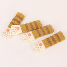 KOMEKI - Knitted Chair Leg Covers Cute Cat Paws Furniture Table Leg Anti-scratch Covers (Gray, Brown 1 Pair Each) A0220