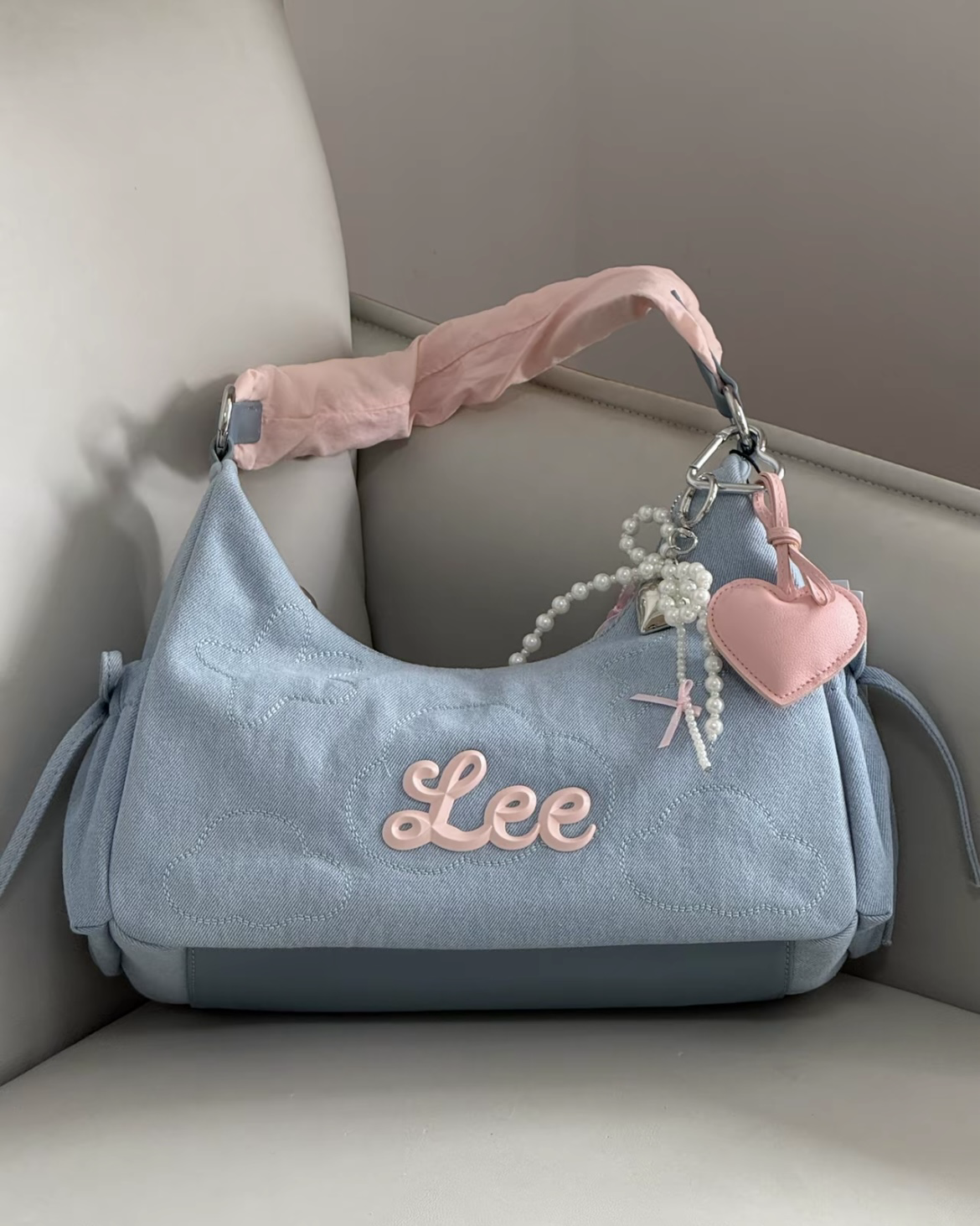 Lee Wonton Bag 雲朵包 牛仔 粉 蝴蝶結 芭蕾風 肩背包 腋下包