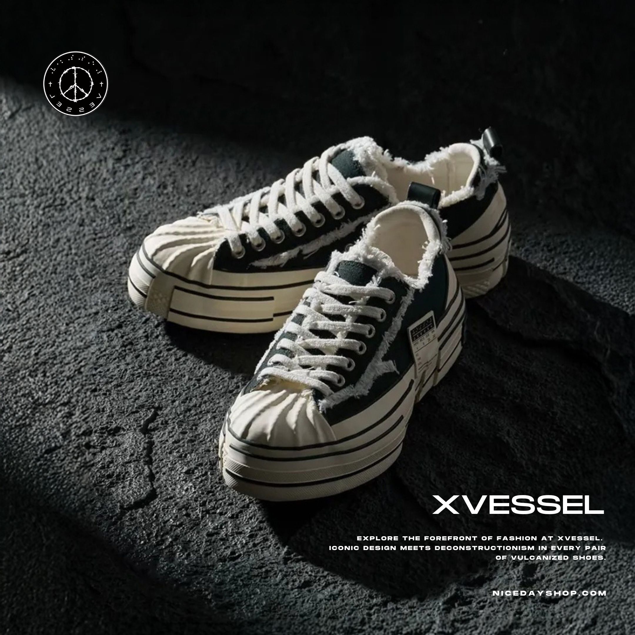 NICEDAY 代購 Xvessel G.O.P Lows Black 黑白 經典 貝殼頭 解構 硫化鞋 吳建豪 F24X44B