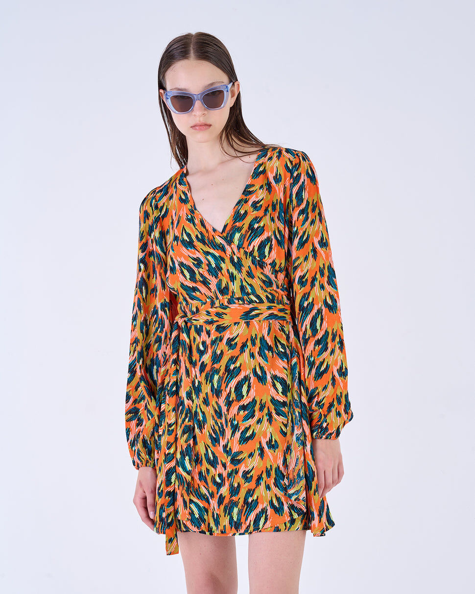 【Silvian Heach】個性豹紋長袖洋裝