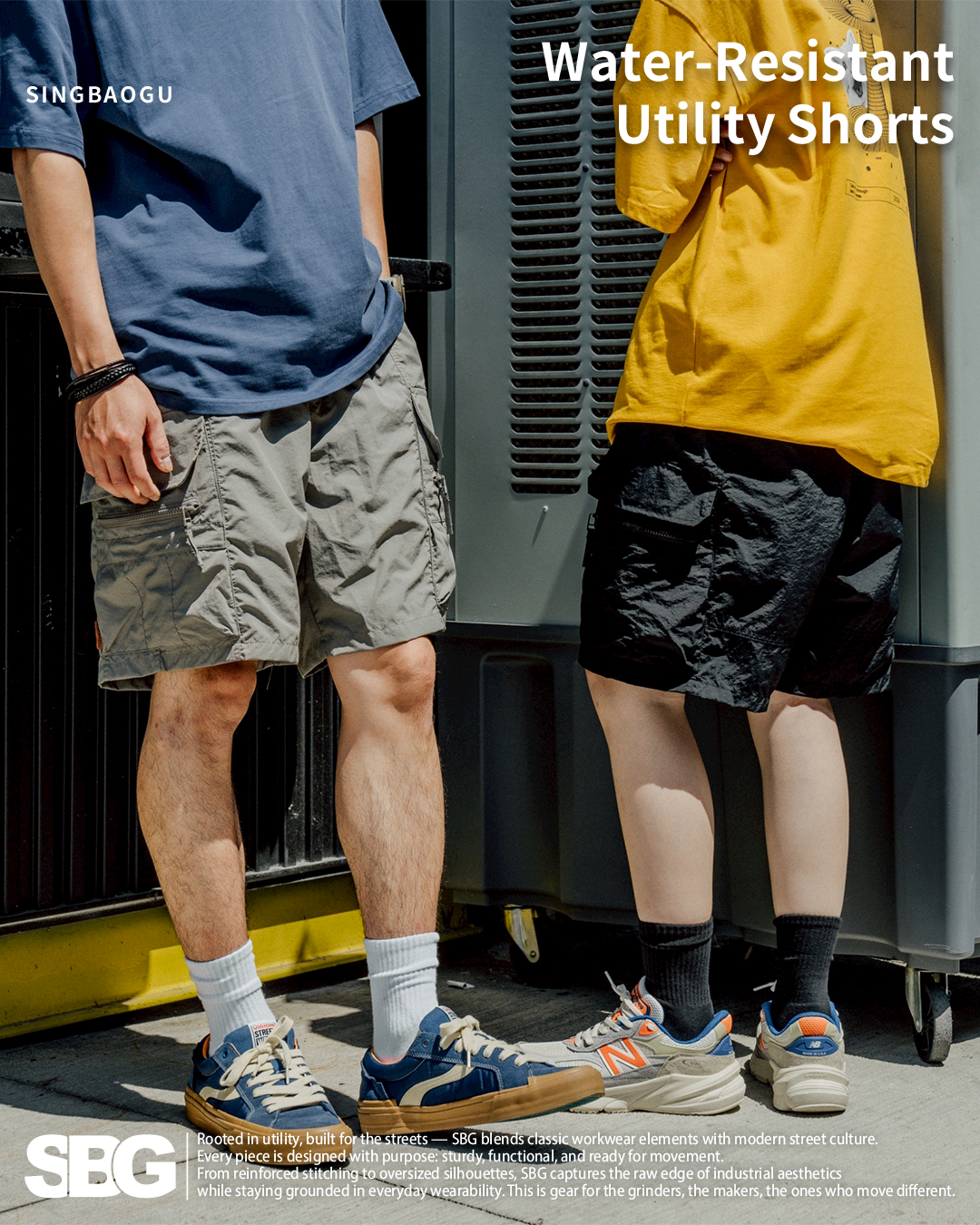 #預購 SBG 細格紋防潑水多口袋短褲 兩色 SB1792