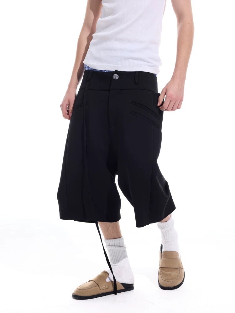 WHISTL 後袋 結構感 彎刀 飄帶 短褲 #七分褲