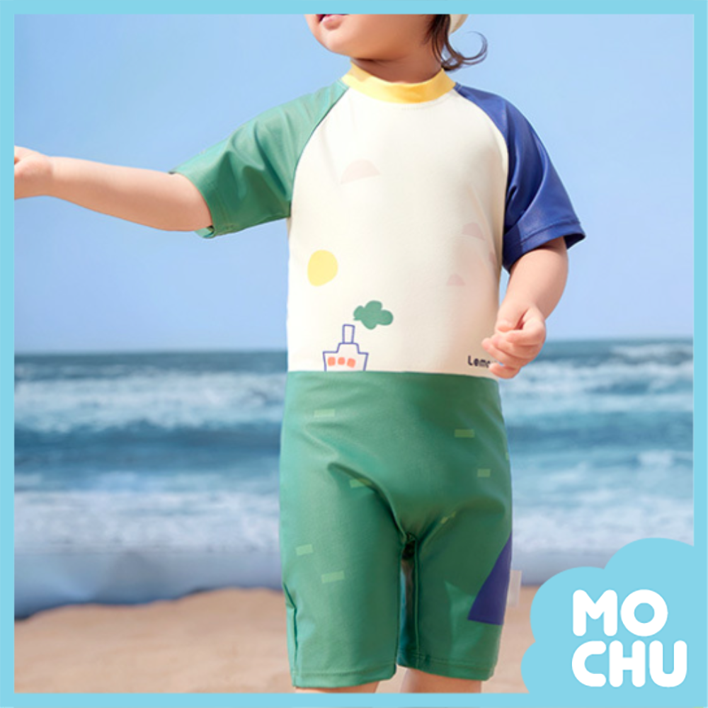 山湖綠輪船短袖泳裝-送泳帽(二款)