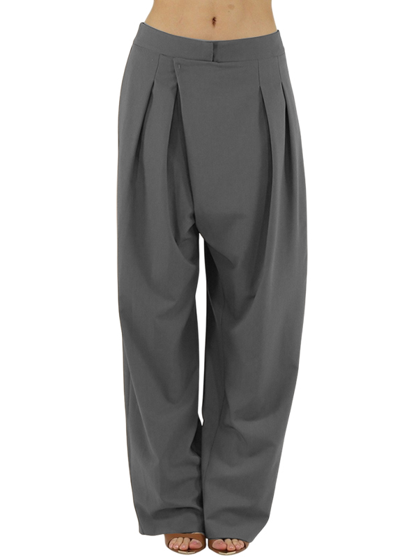 IXOS 斜釦打摺寬褲(灰)