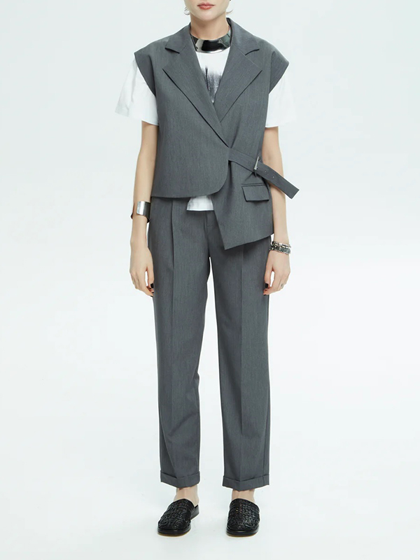 IXOS 反摺長褲(灰)