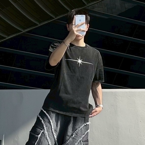 星星 印花短袖 上衣 春夏服飾 簡約 街頭