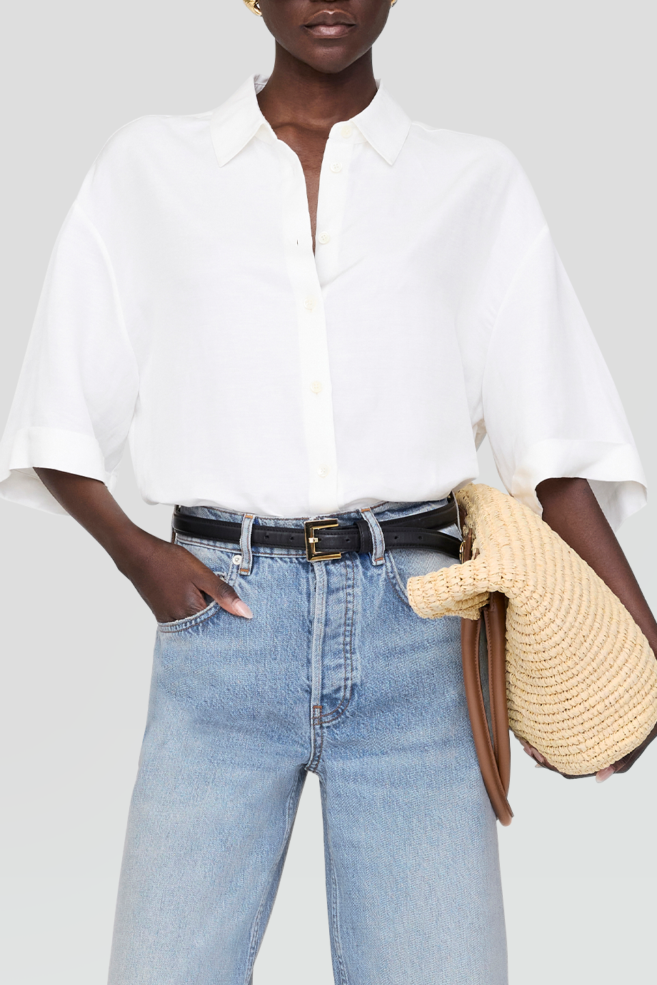 Anine Bing｜COCO 落肩寬鬆短袖襯衫