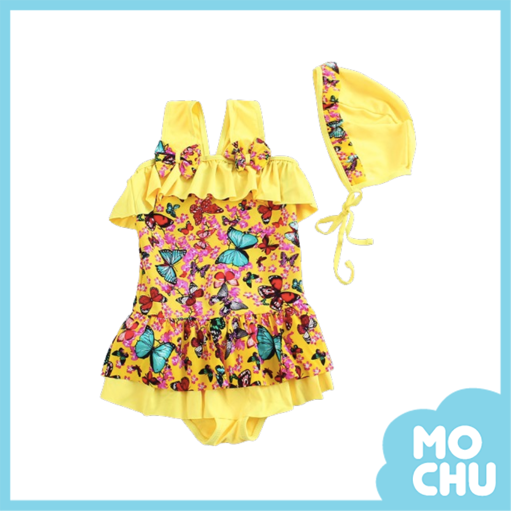 萬蝶齊飛波浪邊連身泳衣(二色)