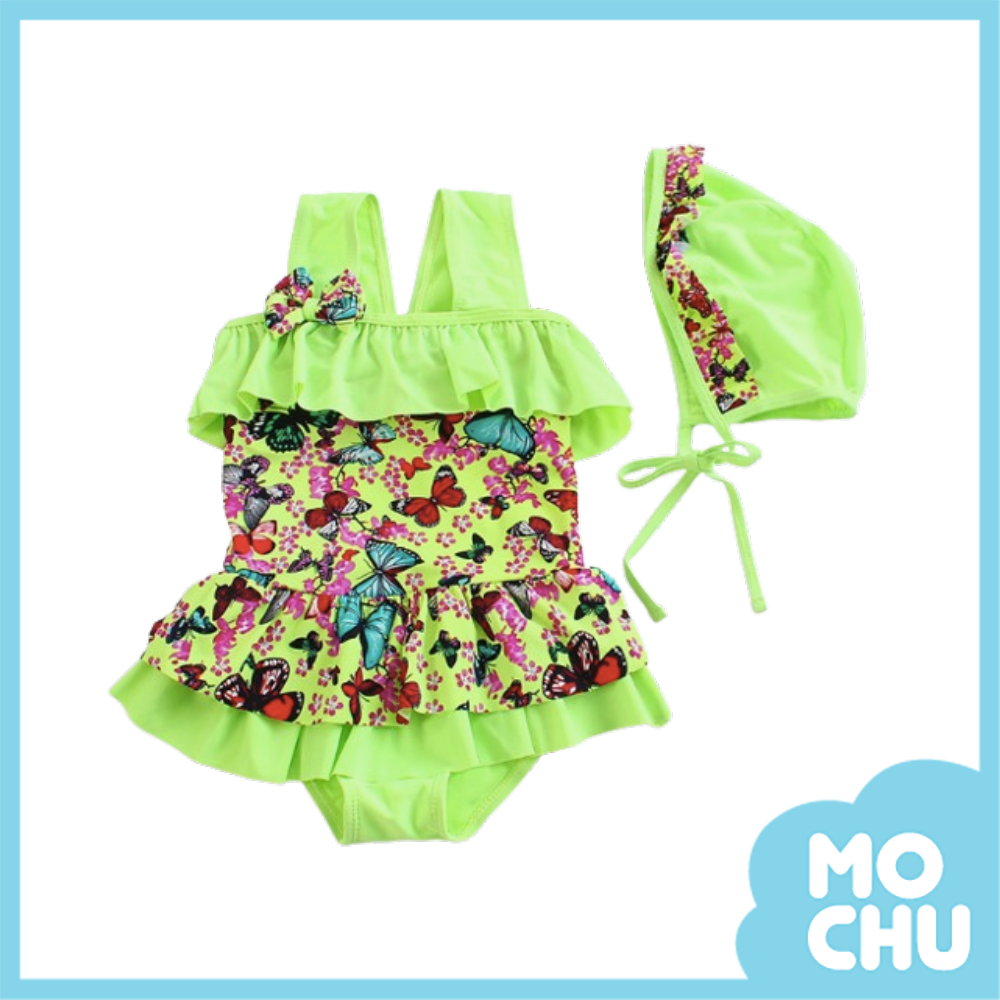 萬蝶齊飛波浪邊連身泳衣(二色)