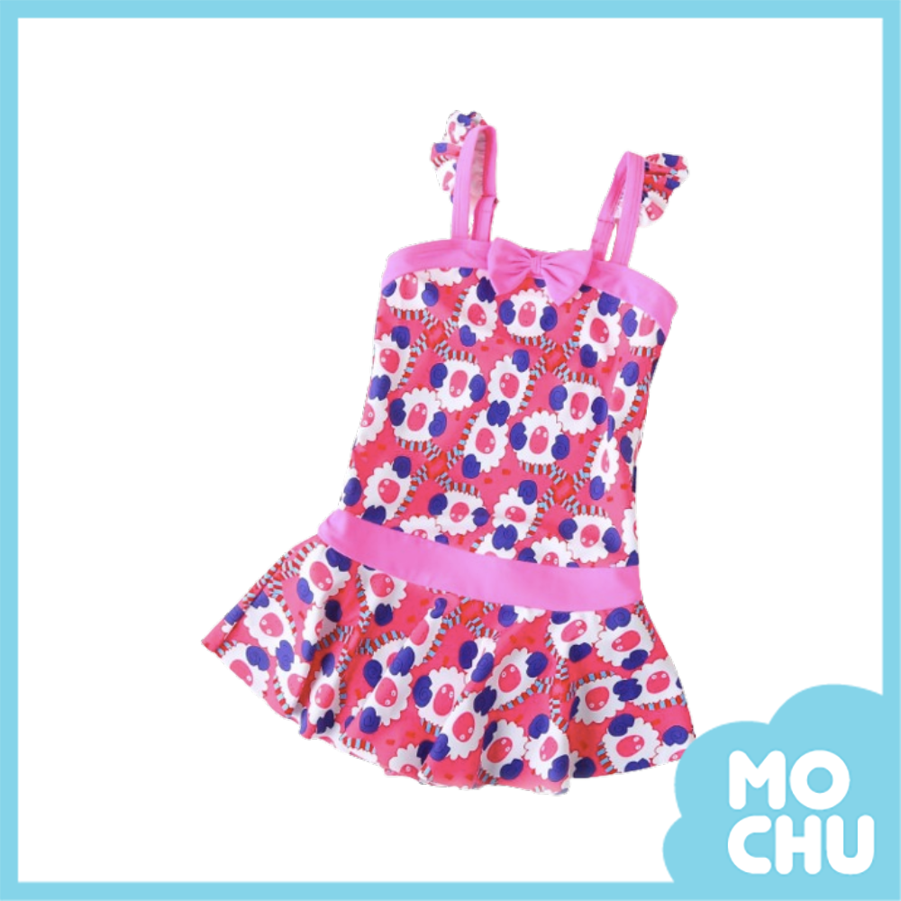 綿羊圈圈細肩帶連身泳衣(二色)