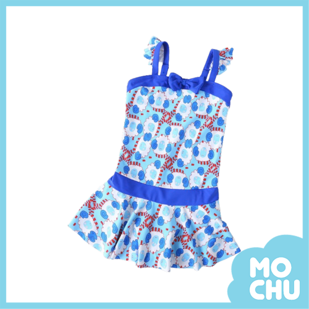 綿羊圈圈細肩帶連身泳衣(二色)