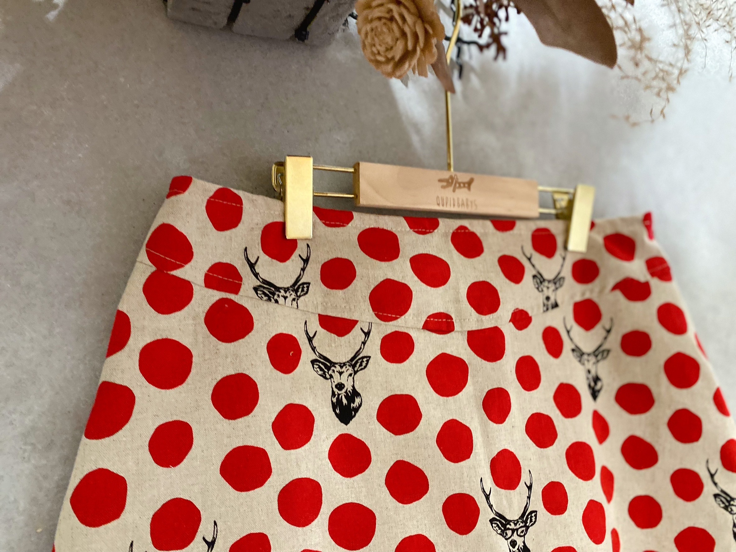 古家鹿頭紅點 媽咪側開連褲短裙(S)