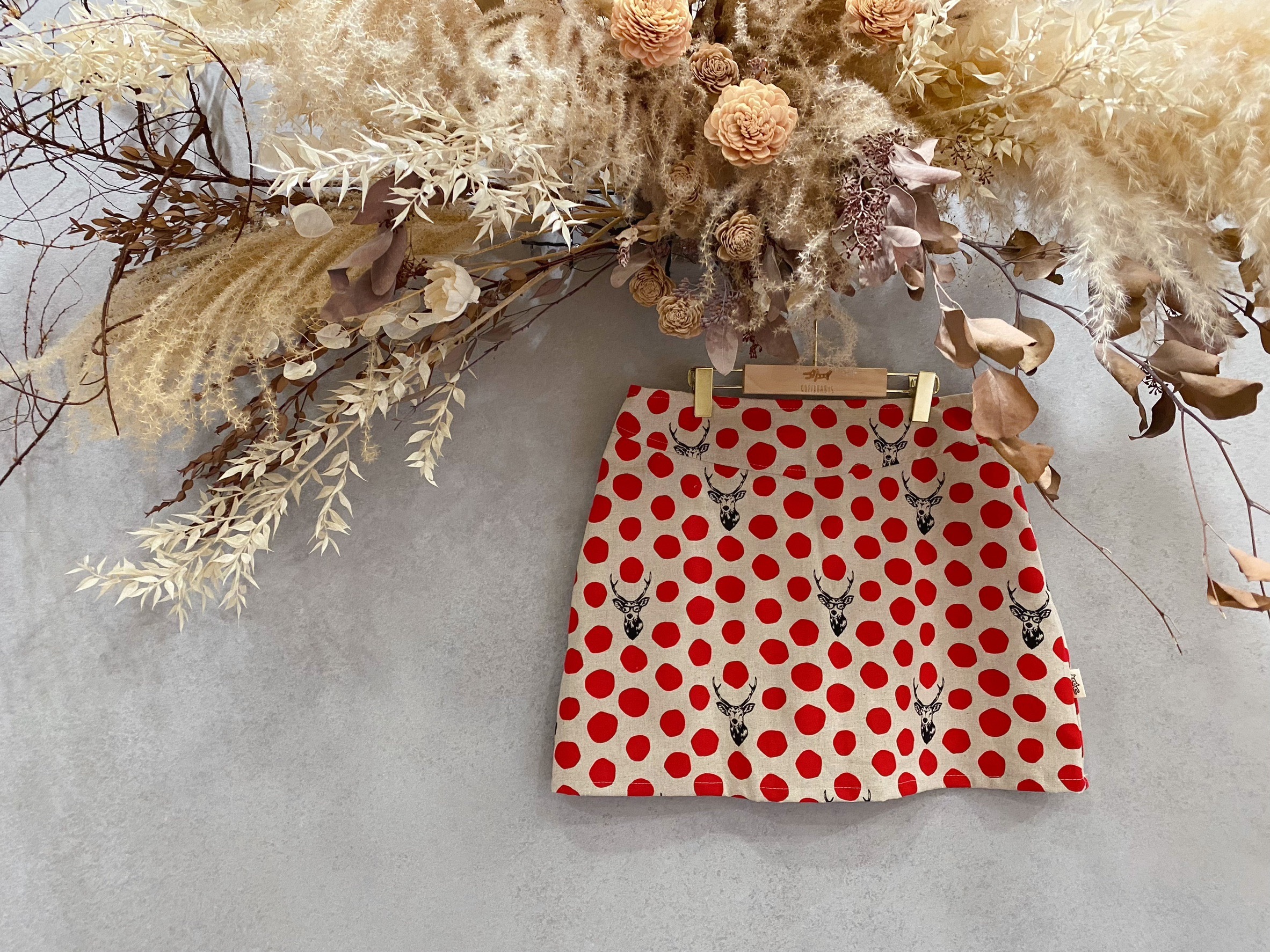 古家鹿頭紅點 媽咪側開連褲短裙(S)