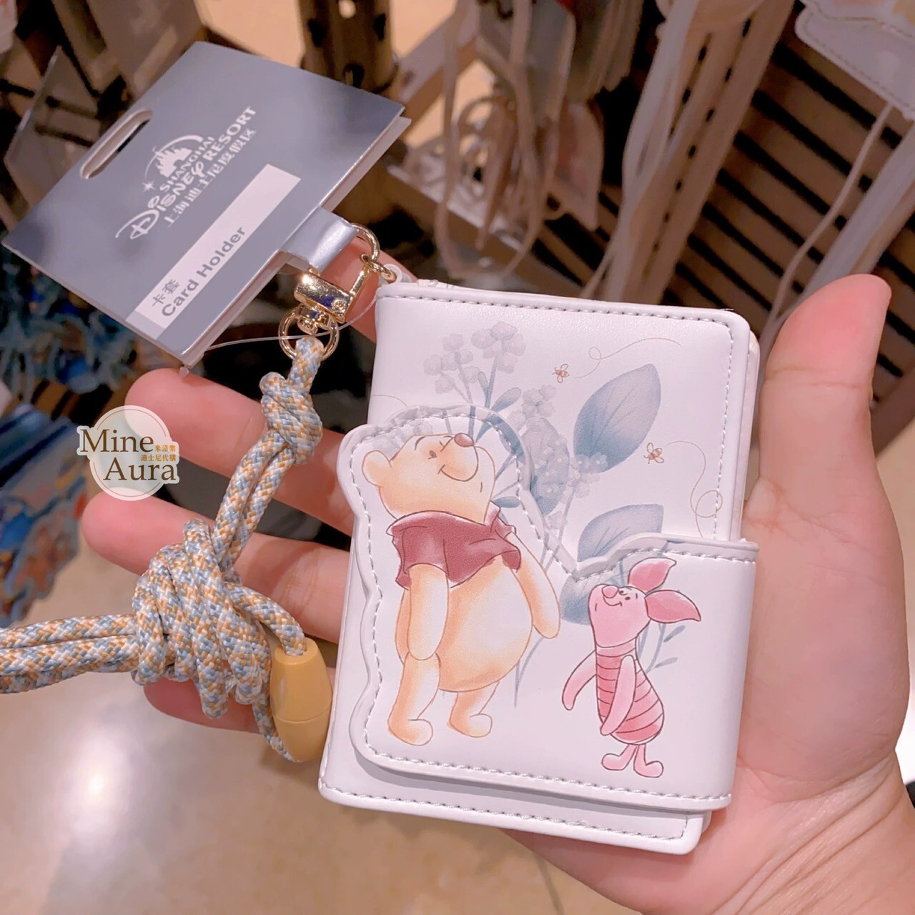 小熊維尼 Winnie the Pooh 小豬 皮傑 piglet 圖案 掛繩 票卡夾 卡套 -上海迪士尼樂園