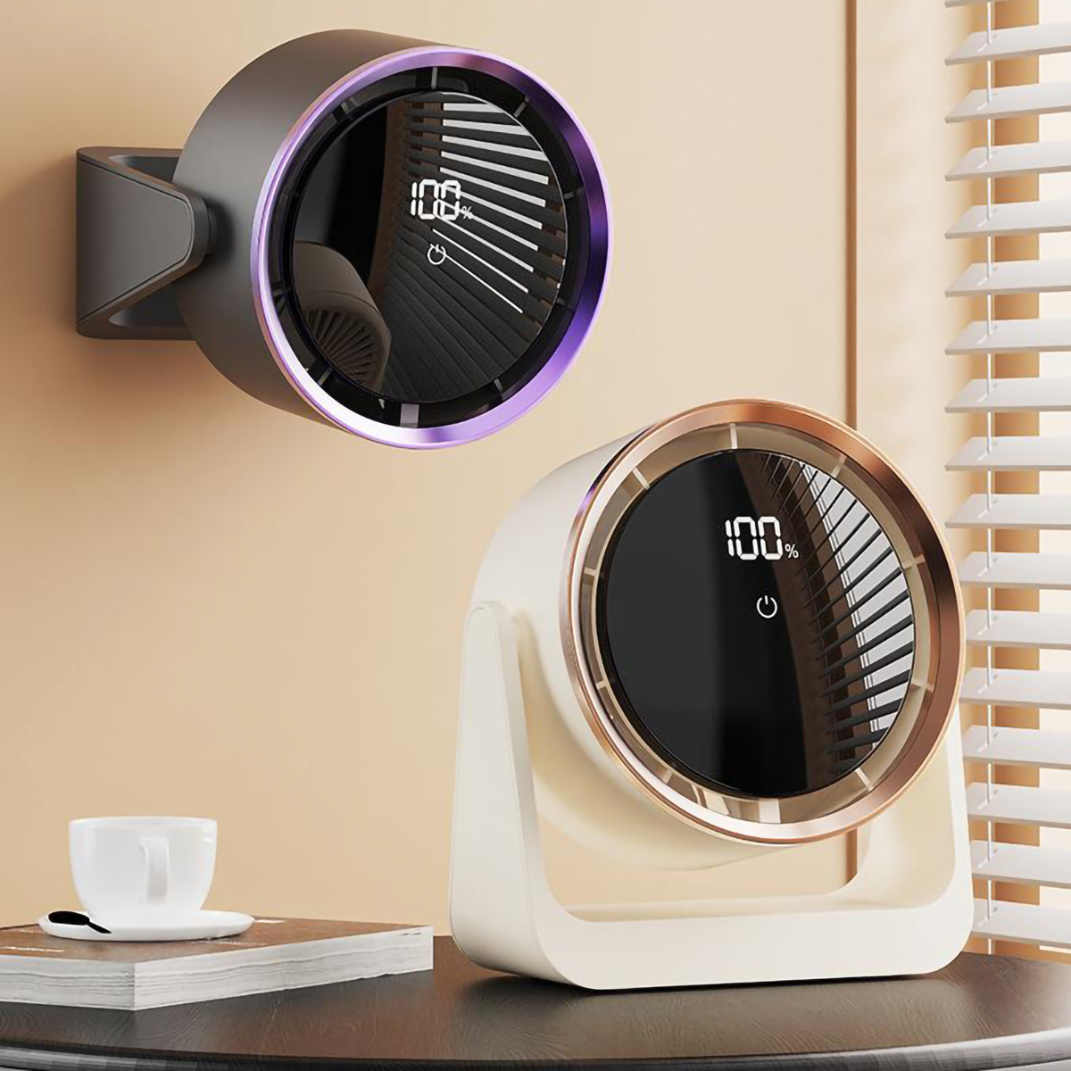 韓國JK 大風力USB 充電風扇帶氣氛燈循環扇 J1038