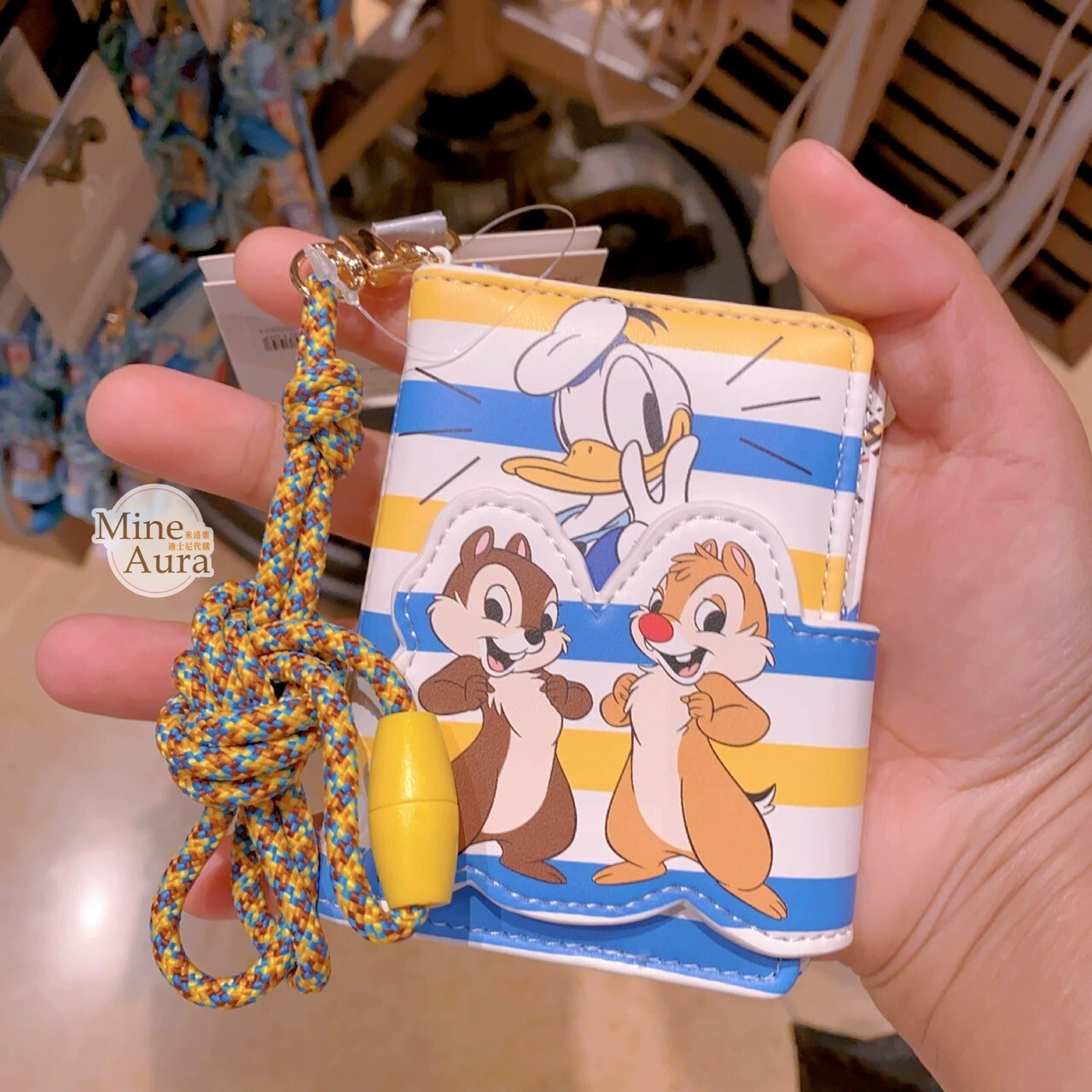 唐老鴨 Donald 奇奇蒂蒂 Chip 'n Dale 條紋 圖案 掛繩 票卡夾 卡套 -上海迪士尼樂園
