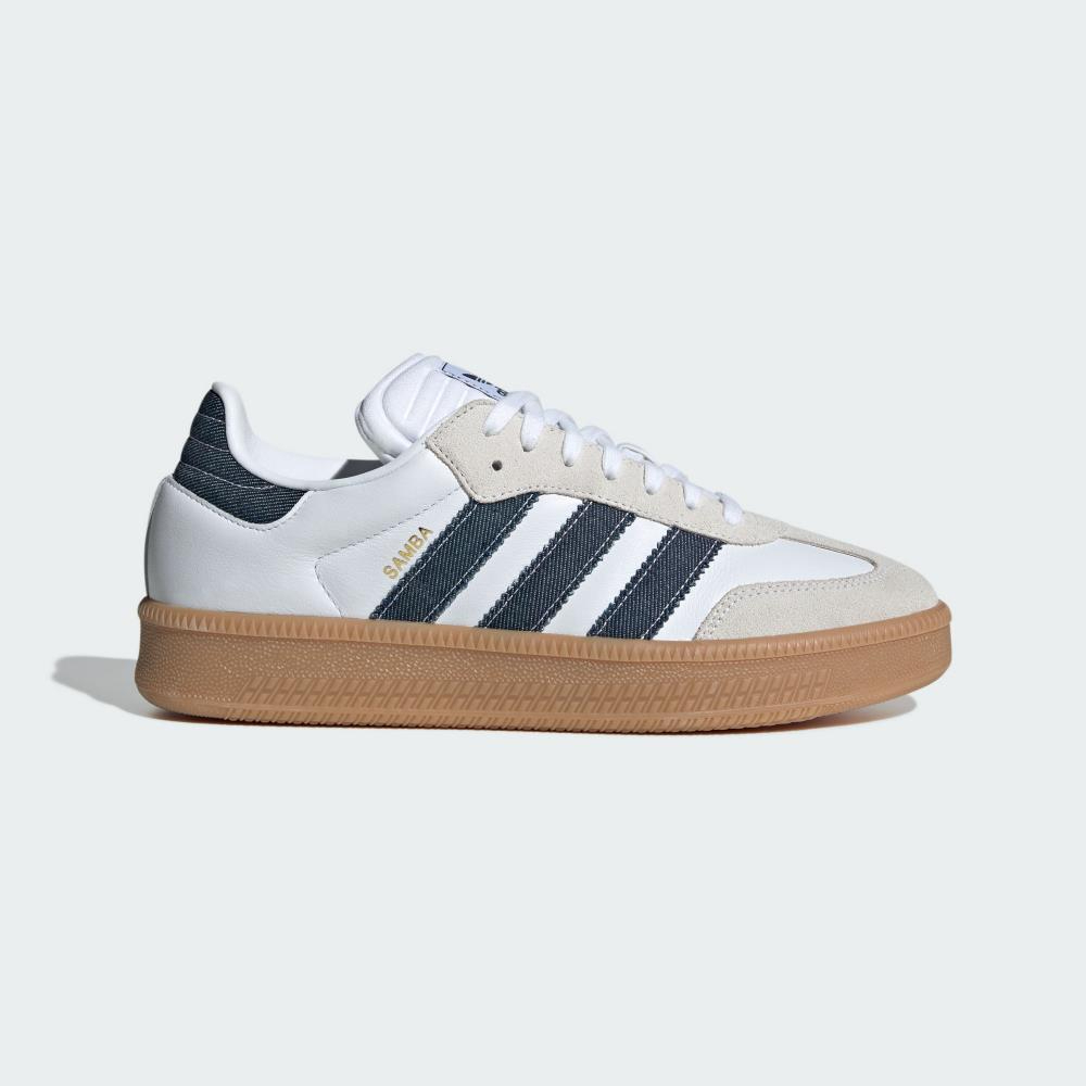 男女鞋 ADIDAS SAMBA XLG 白牛仔 皮革 麂皮 復古 厚底 橡膠底 德訓鞋 休閒鞋【JQ7440】