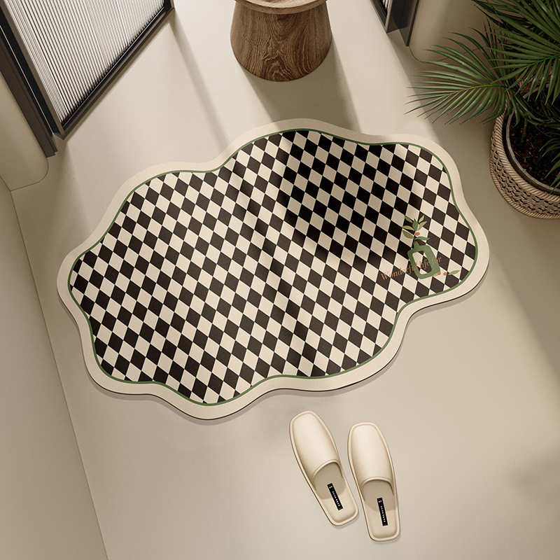 《5993》美式棋盤格吸水地墊(硅藻)