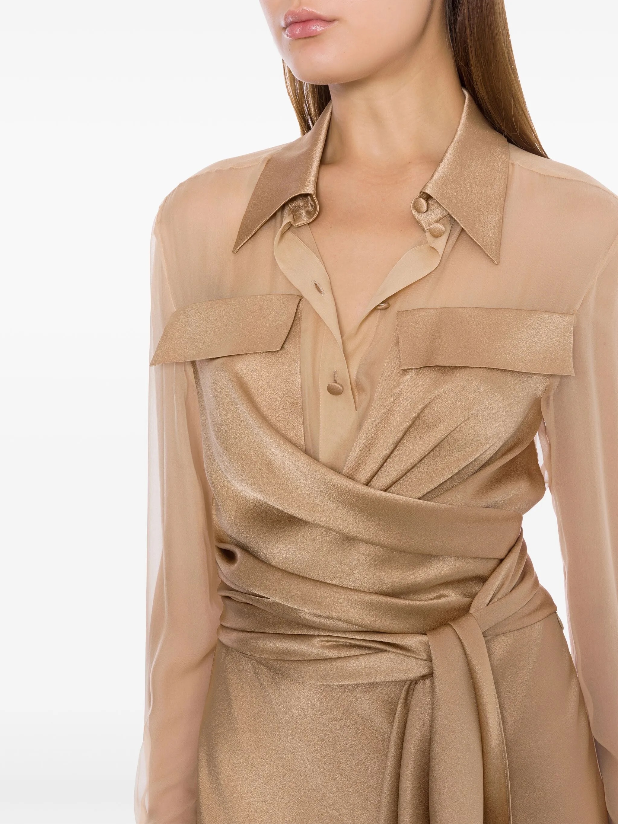ALBERTA  FERRETTI  真絲綁結襯衫洋裝