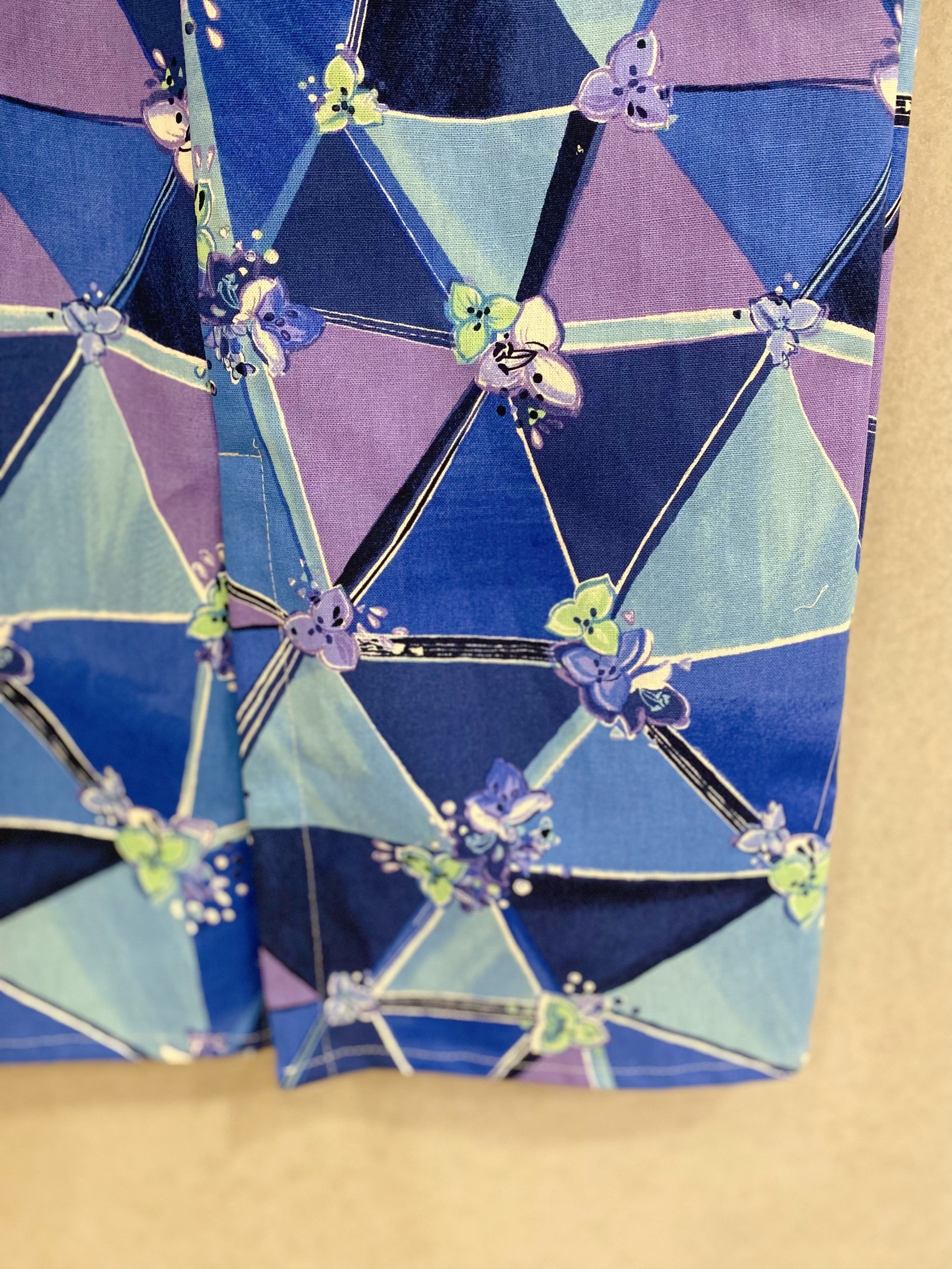 藍紫菱格 媽咪長窄裙(M)