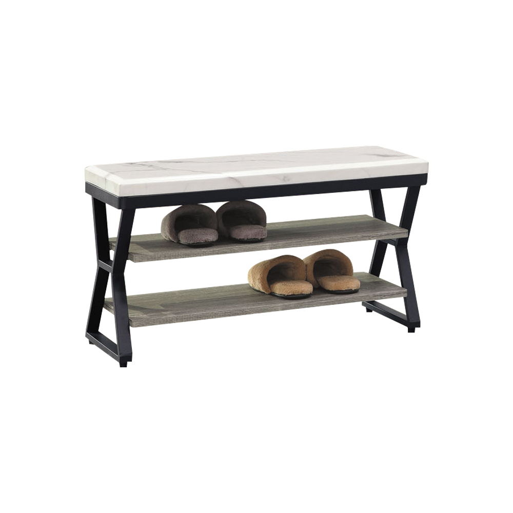 傑曼2.7尺工業風仿石面坐式鞋櫃/座鞋櫃/開放式收納穿鞋椅