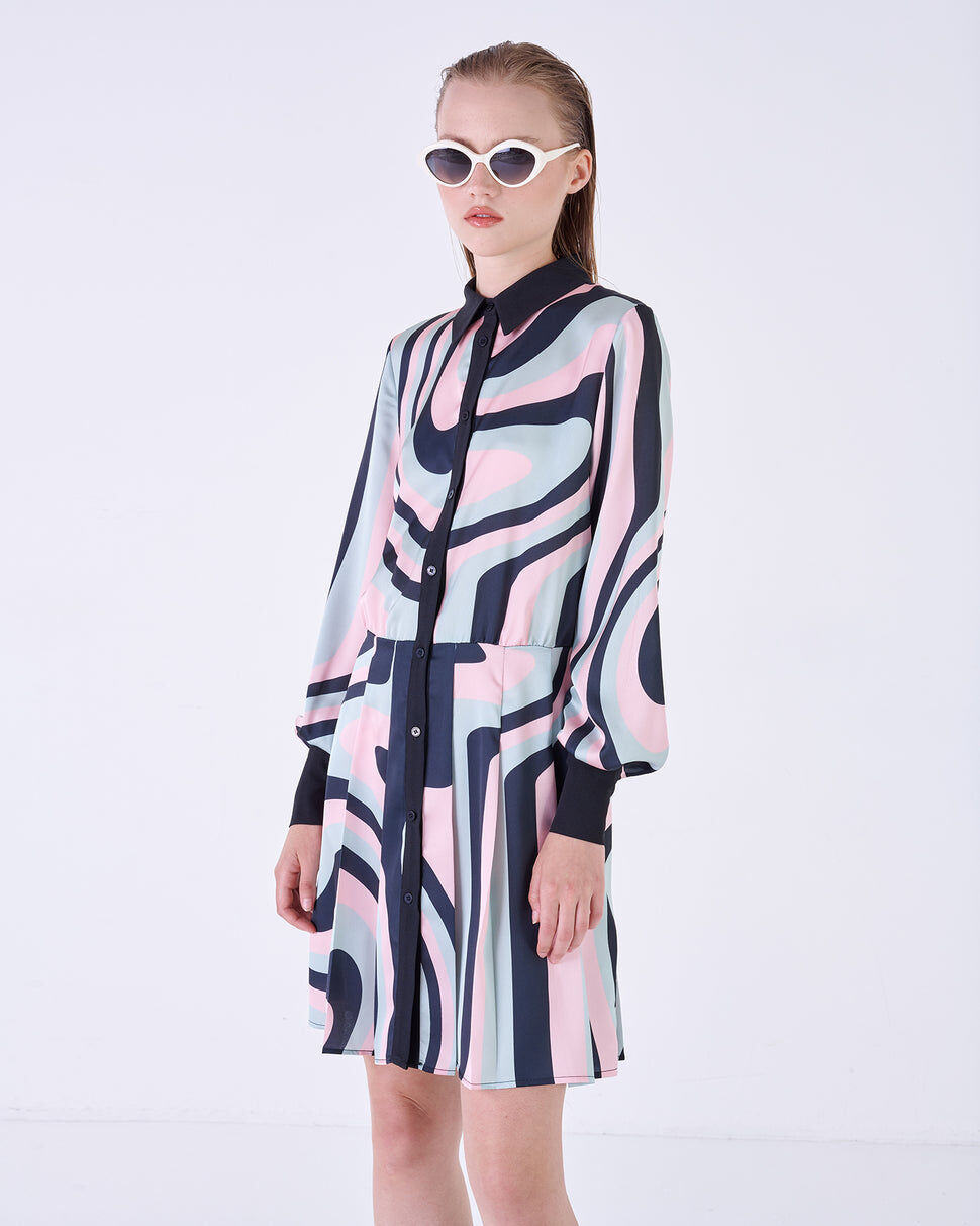 【Silvian Heach】幾何條紋長袖洋裝