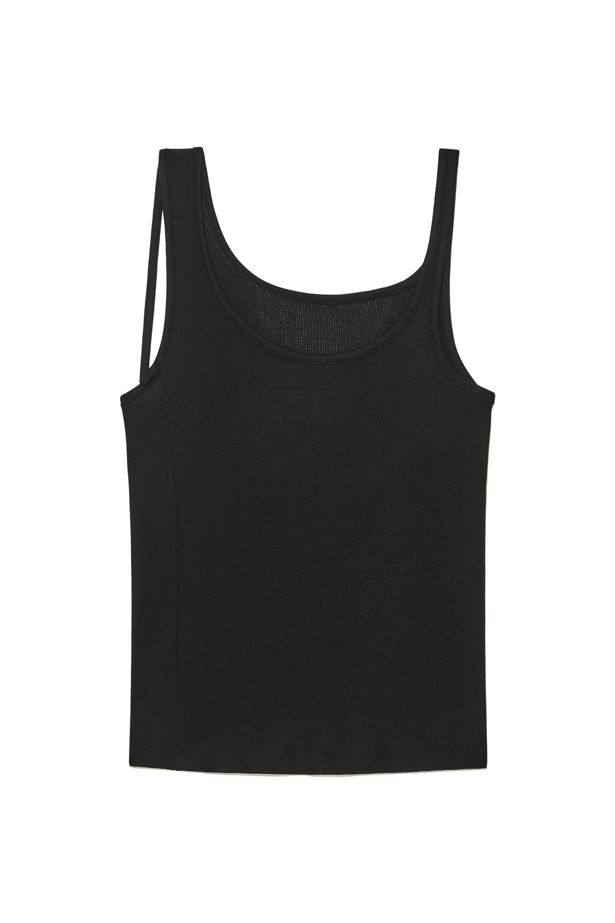 不對稱打褶細節無袖上衣 黑色