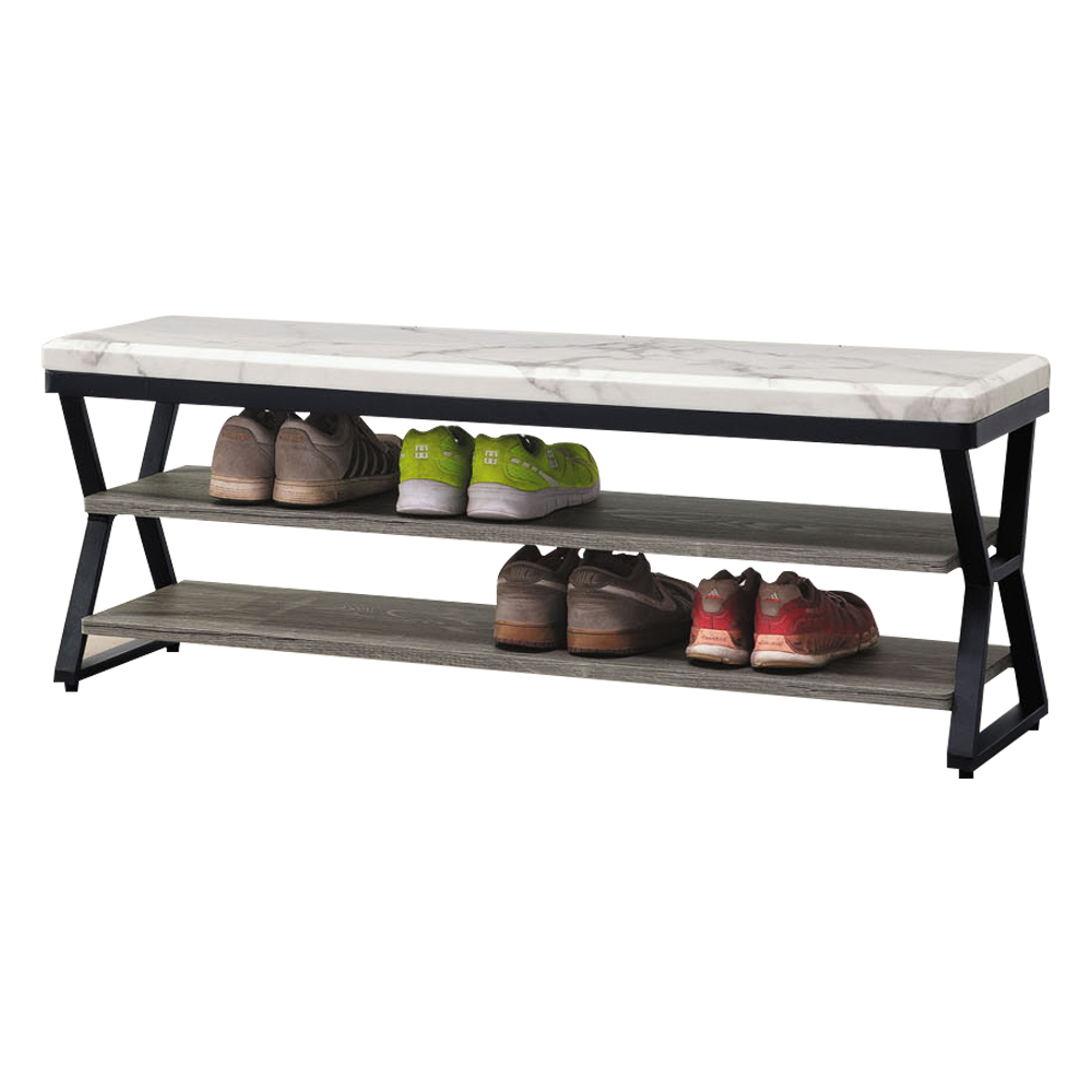 傑曼4尺工業風仿石面坐式鞋櫃/座鞋櫃/開放式收納穿鞋椅