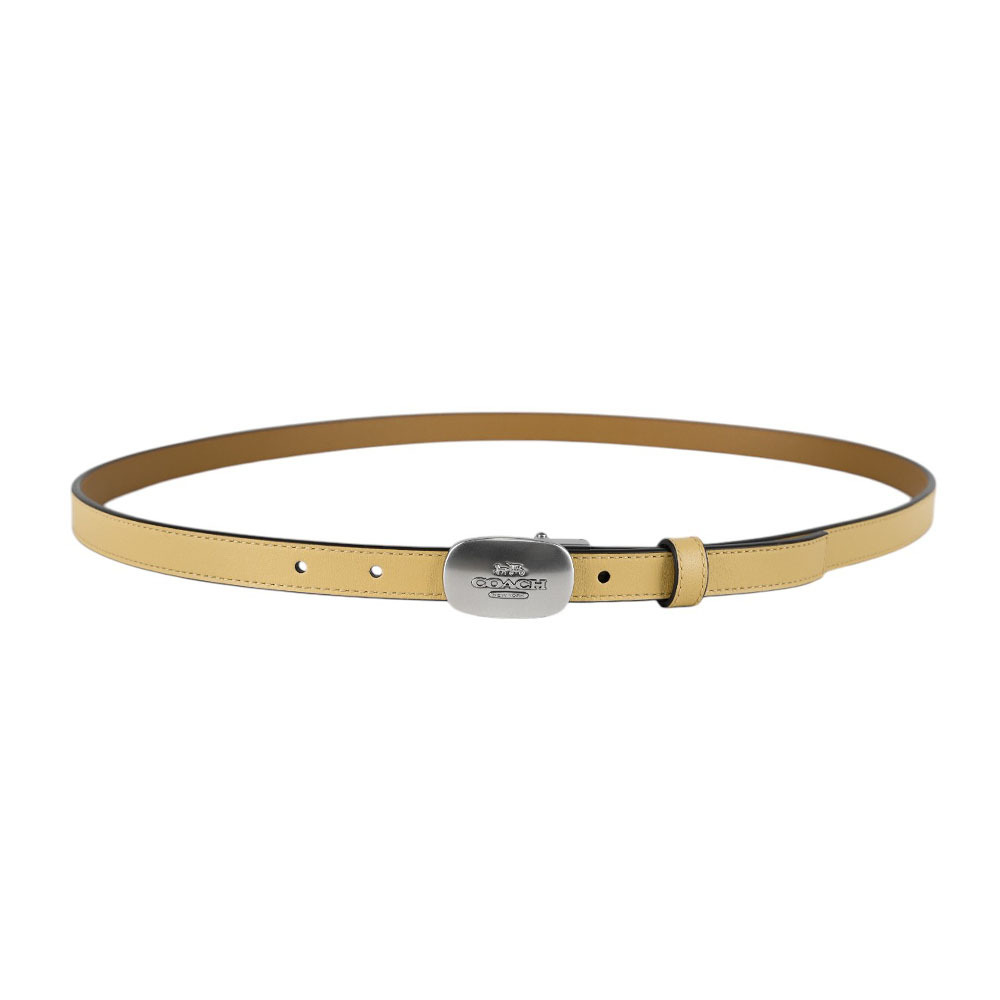 【COACH】Eliza 銀頭橢圓標誌小牛皮寬1.8cm皮帶(稻黃/淺焦糖) CP366 SVWST