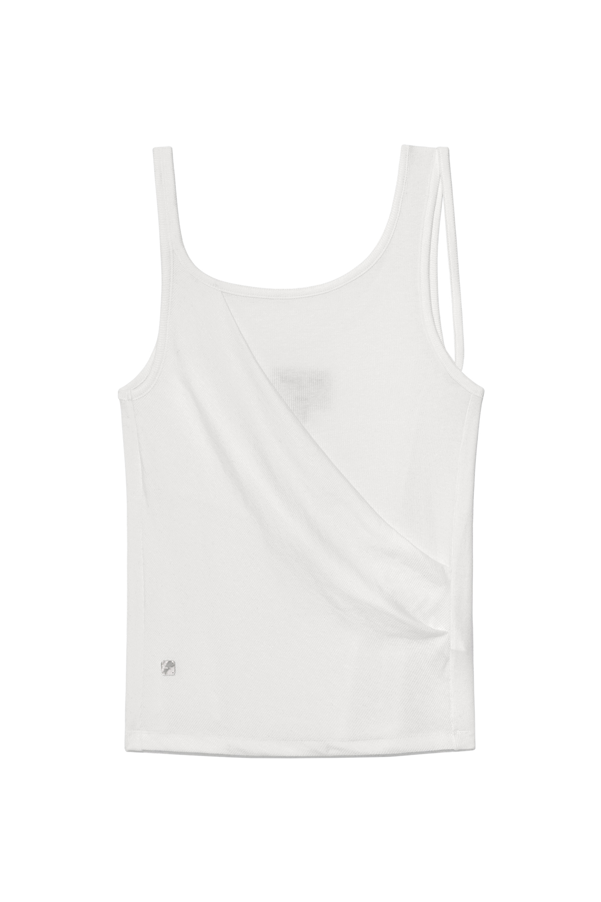 不對稱打褶細節無袖上衣 白色