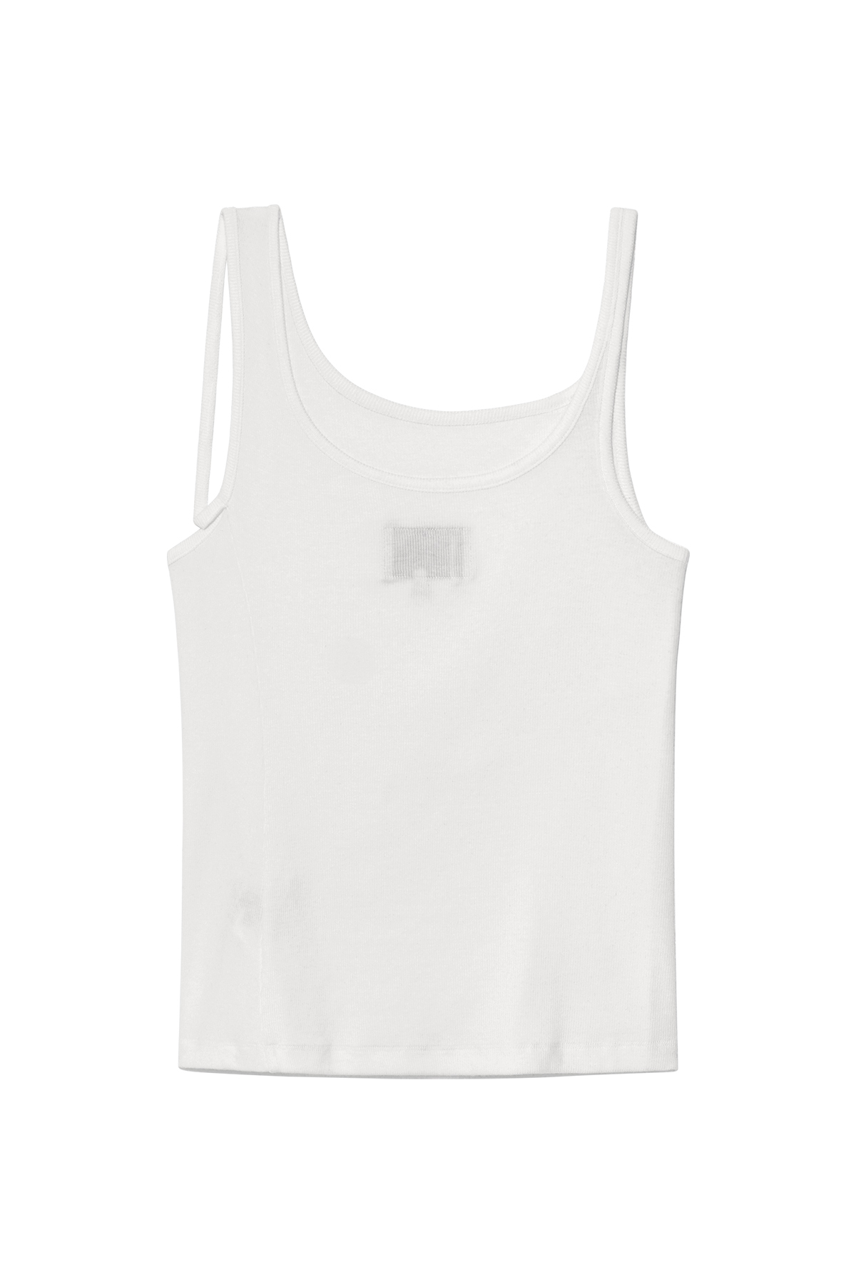 不對稱打褶細節無袖上衣 白色