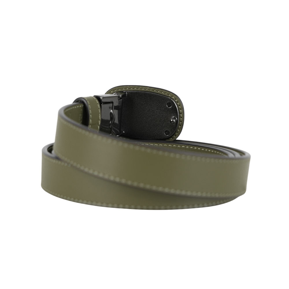 【COACH】Eliza 皮革橢圓標誌小牛皮寬2.5cm皮帶(軍綠色) CW737 MGR