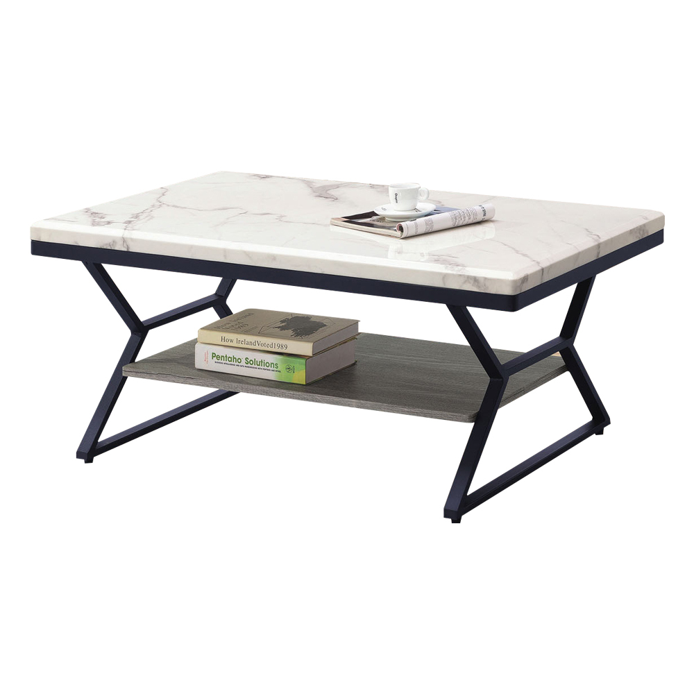 傑曼3.7尺工業風仿石面大茶几/開放式收納大茶几